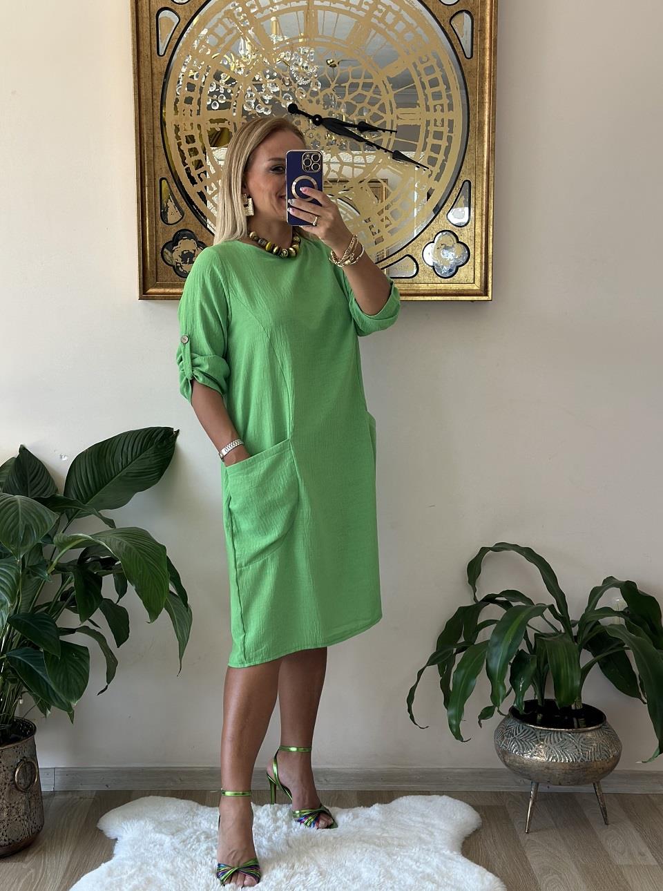 410865 Bitez Elbise Yeşil