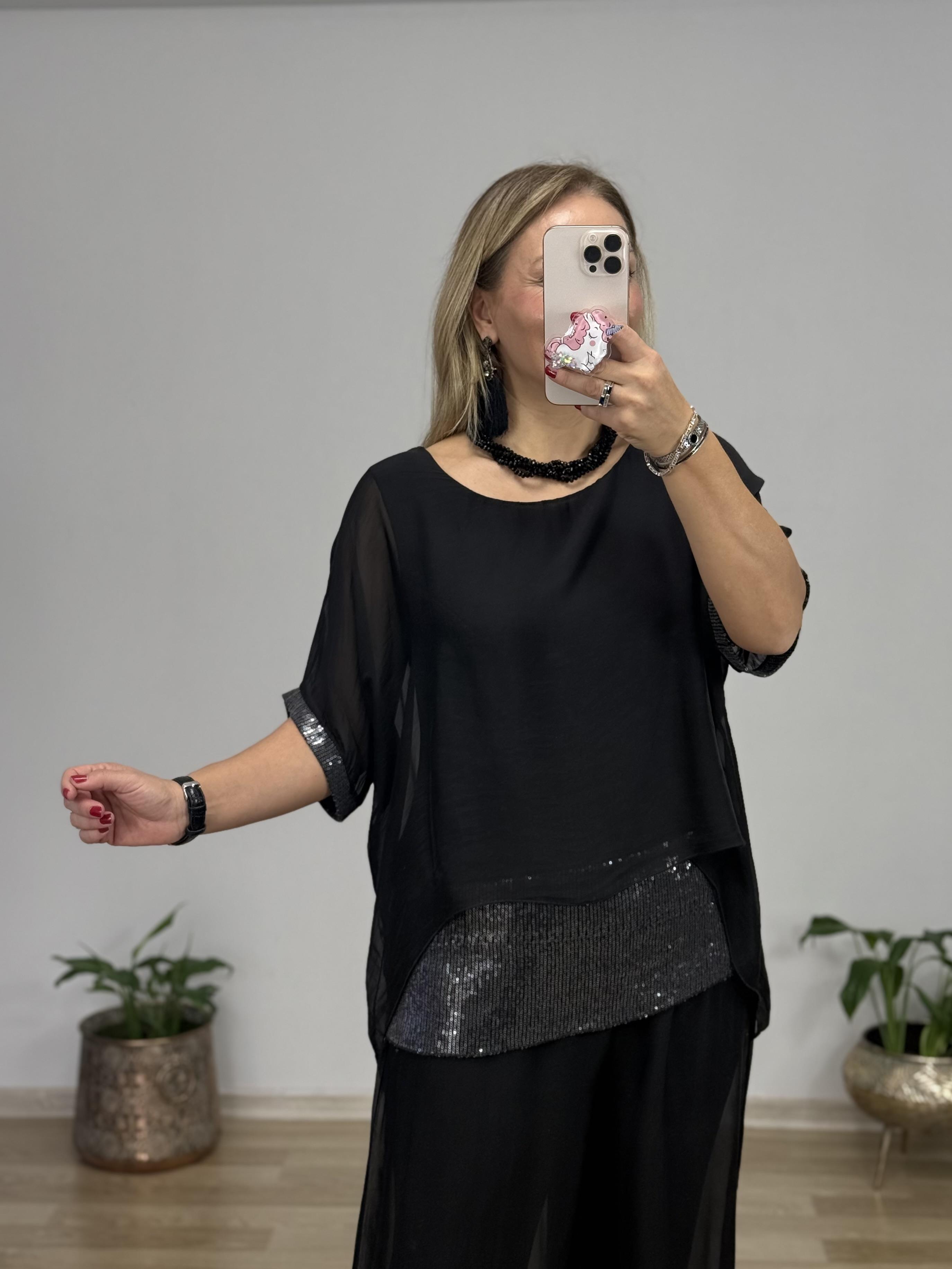 415 Pul DetayIı İtalyan İpek Bluz