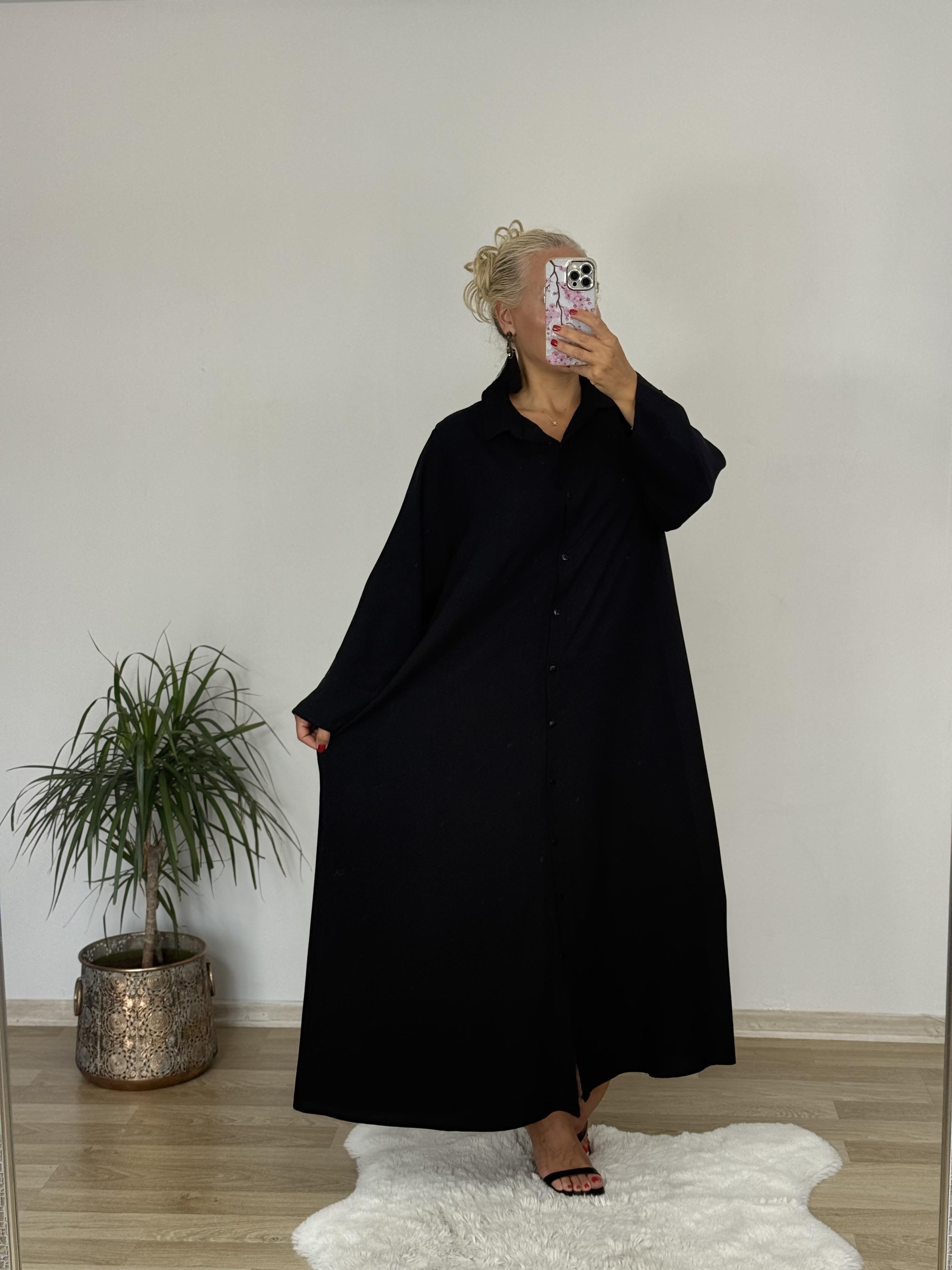 537 Gömlek Yaka Önden Düğmeli Elbise / Kap