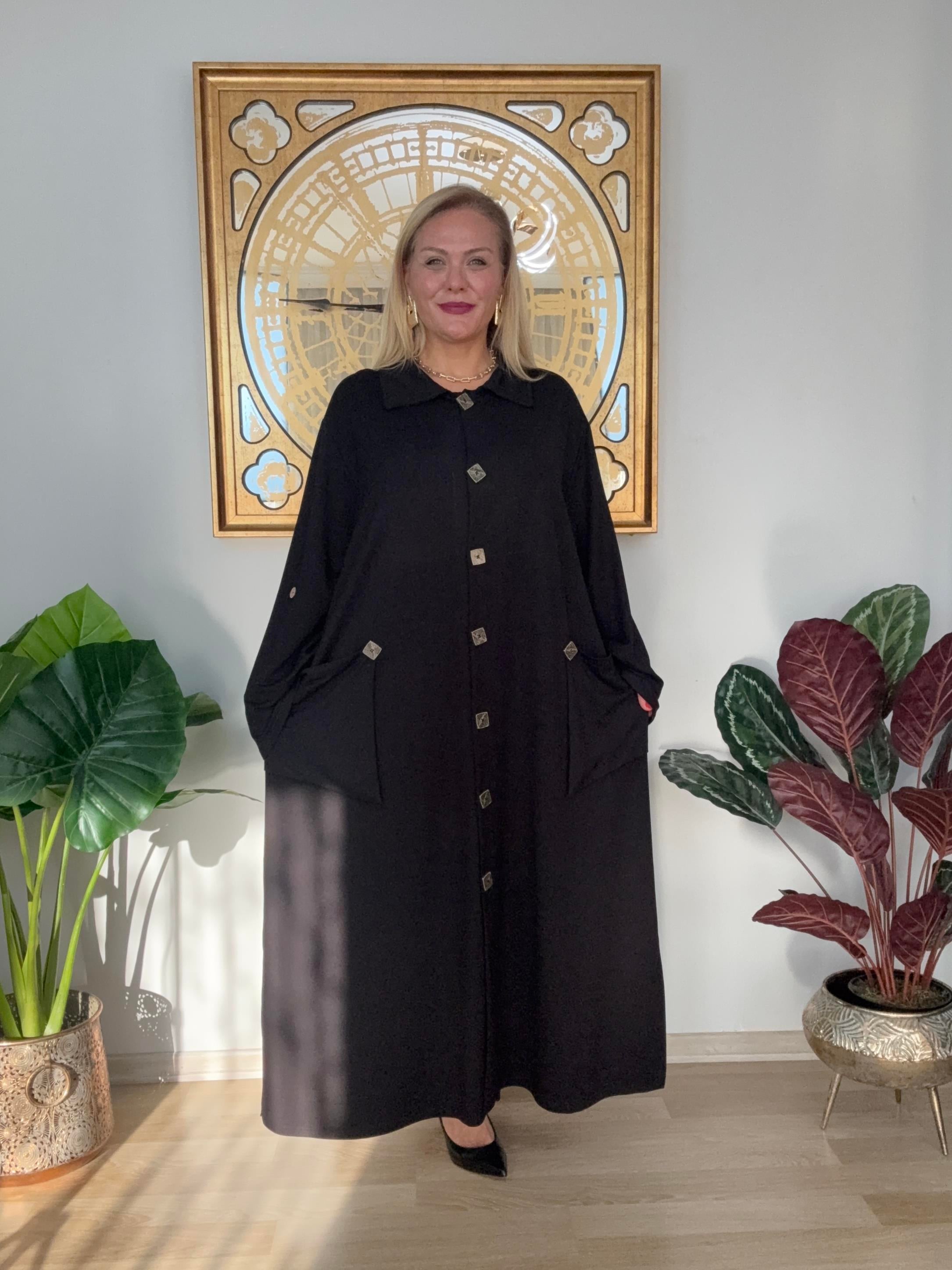 588 Düğme Detaylı Elbise / Kap