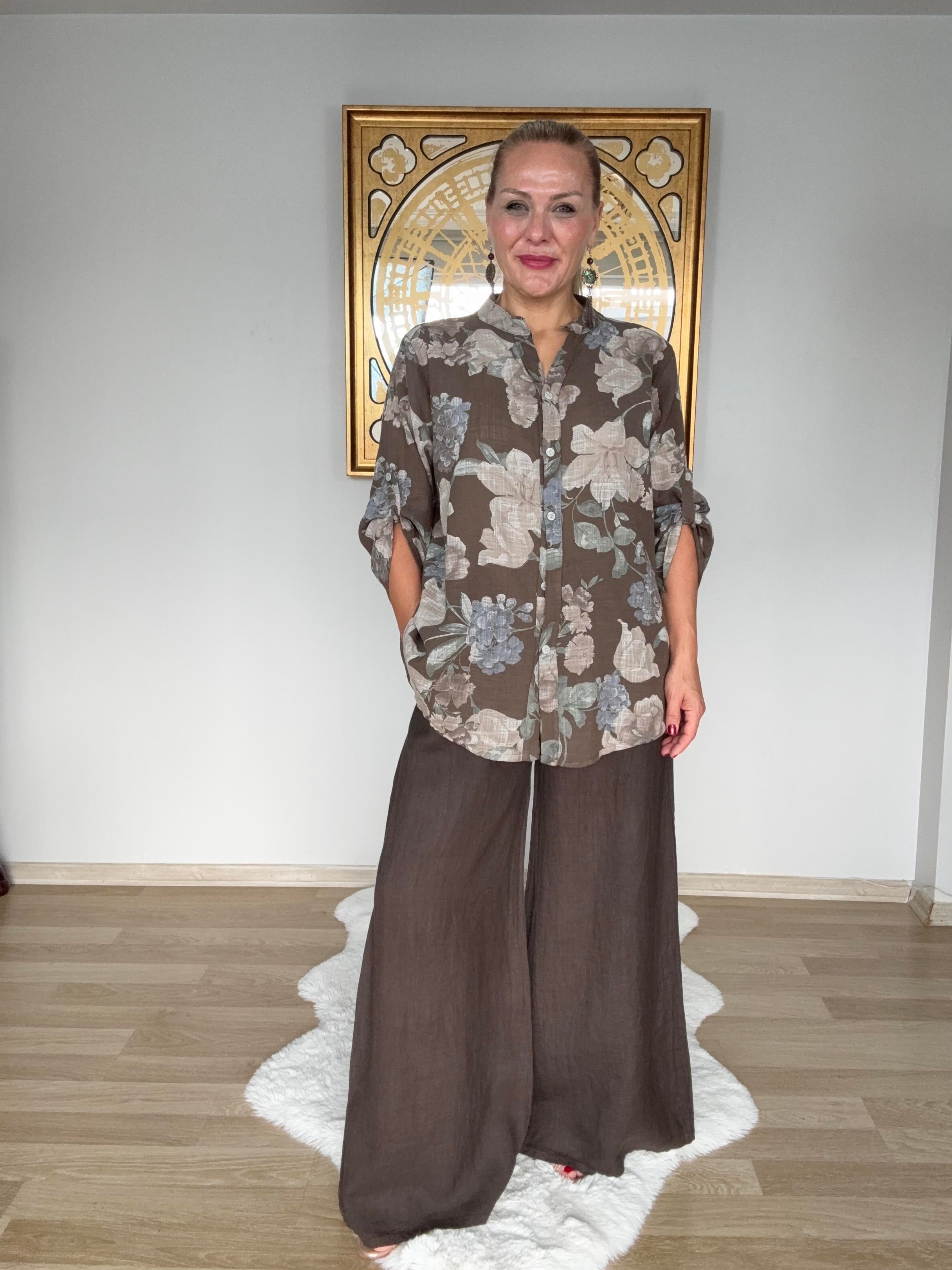 686 Begonya Desen 5 Düğme Gömlek