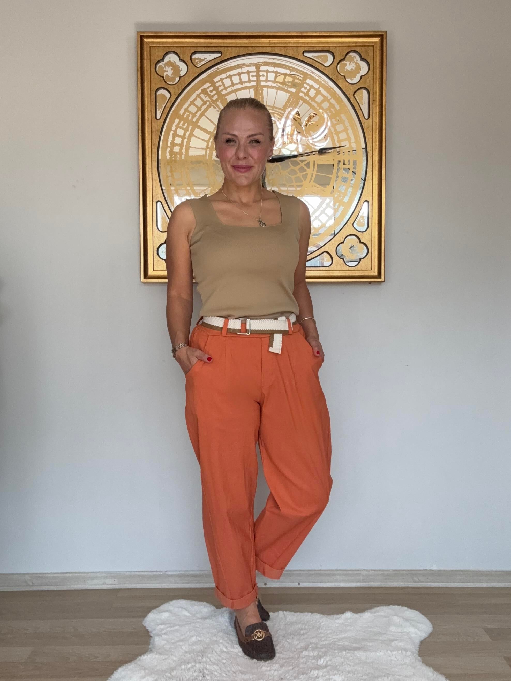 743 Gabardin Kumaş Kemerli İtalyan Pantalon