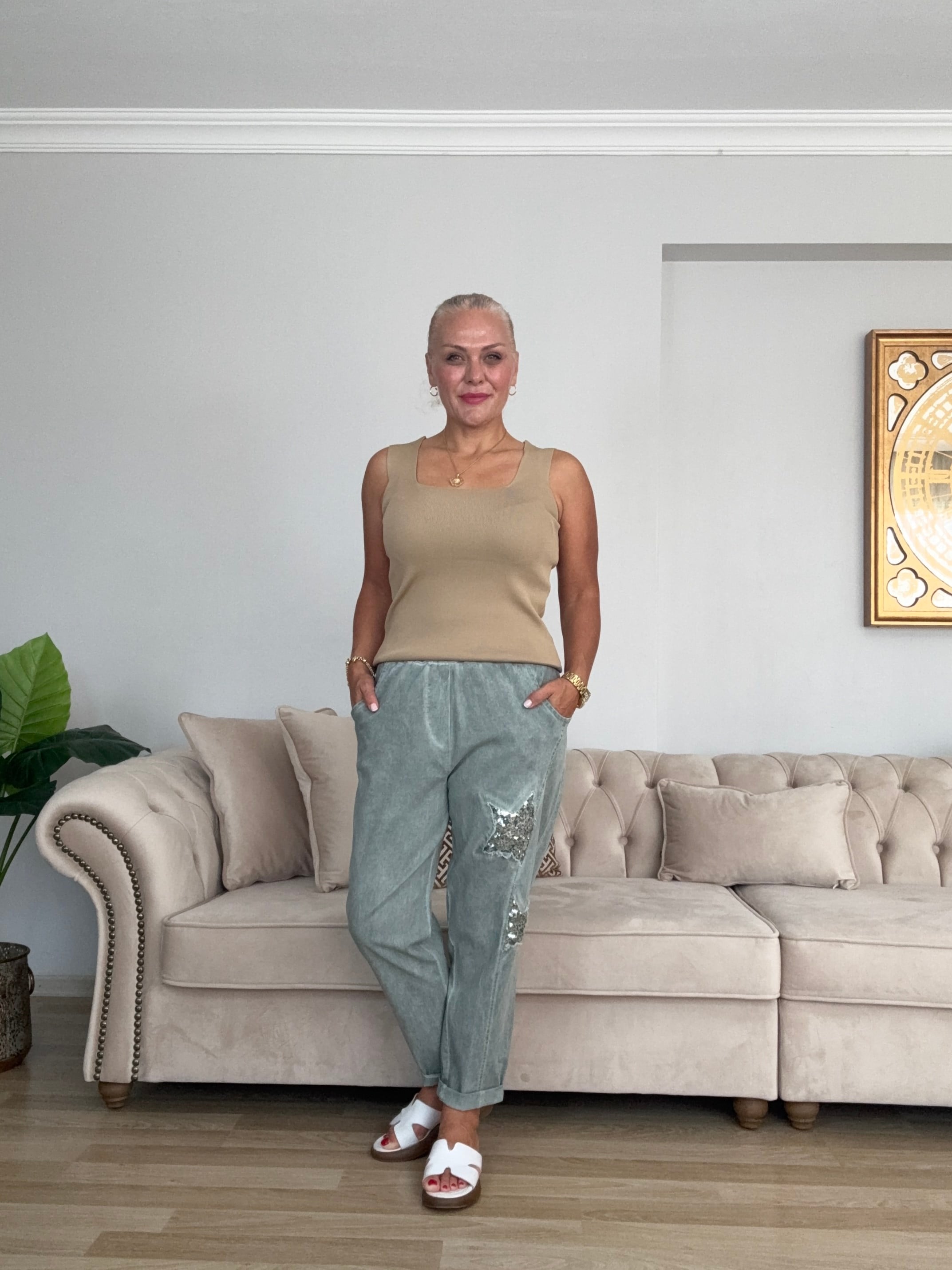 809 Yıldız Desen Pullu İtalyan Pantolon