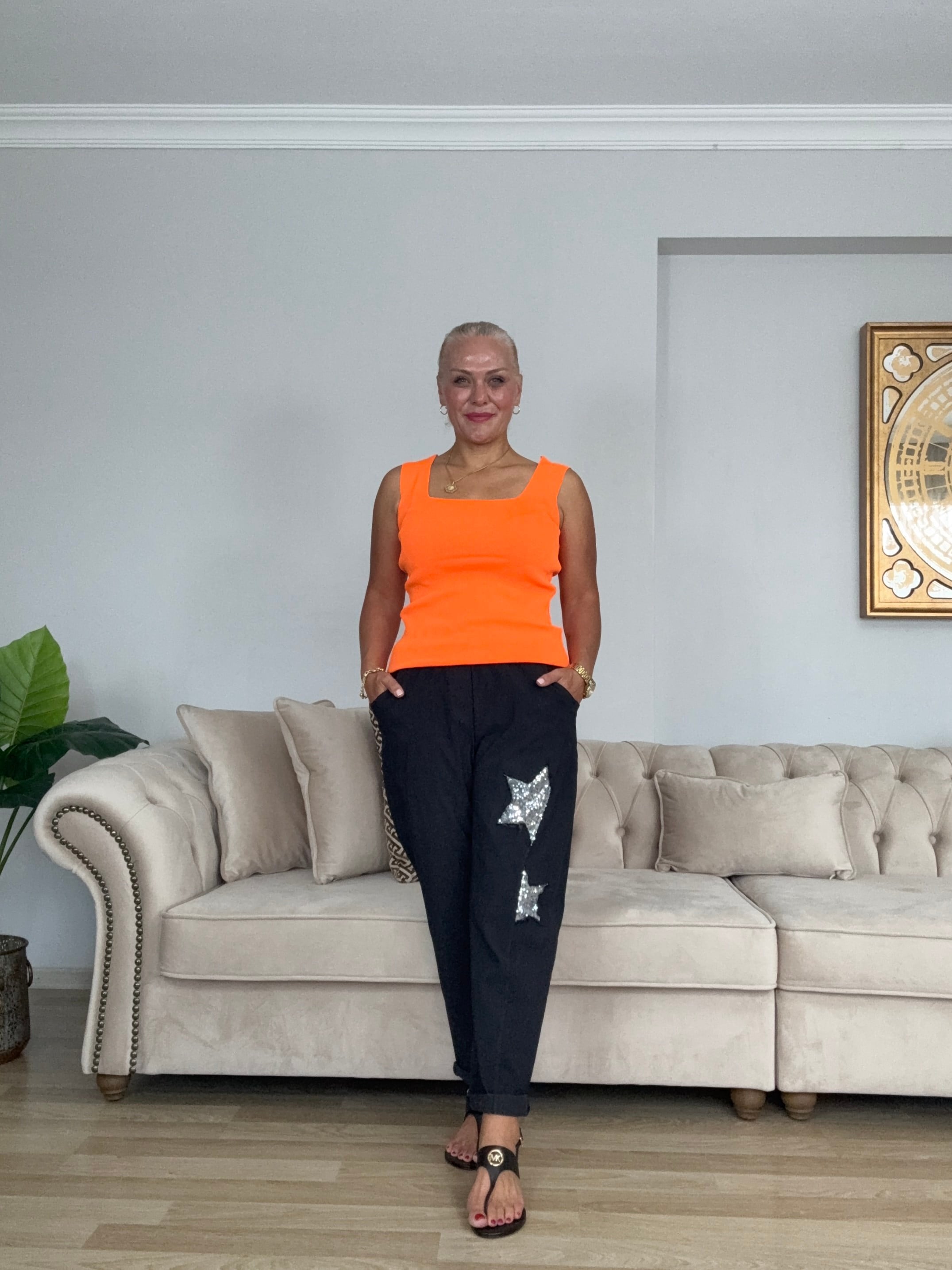 810 Yıldız Desen Pullu İtalyan Pantolon
