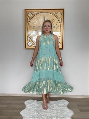 410 Gold Detaylı Amore İthal Elbise