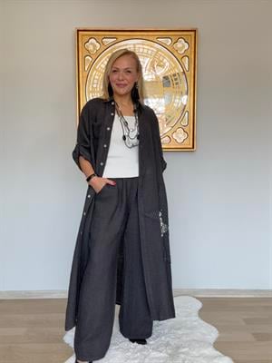 717 Kabartmalı Yıldız Desenli Keten Takım