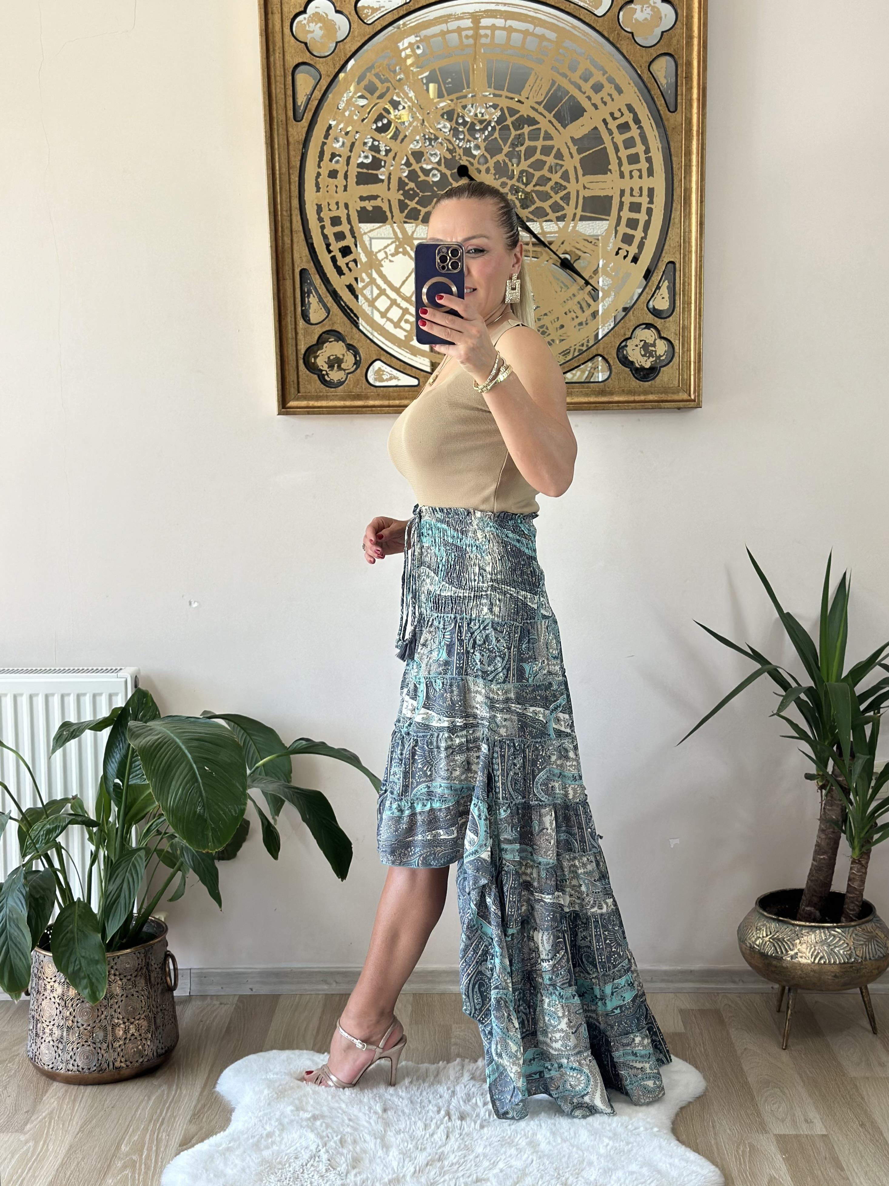 264 Ayna Detaylı Hint Etek / Elbise 