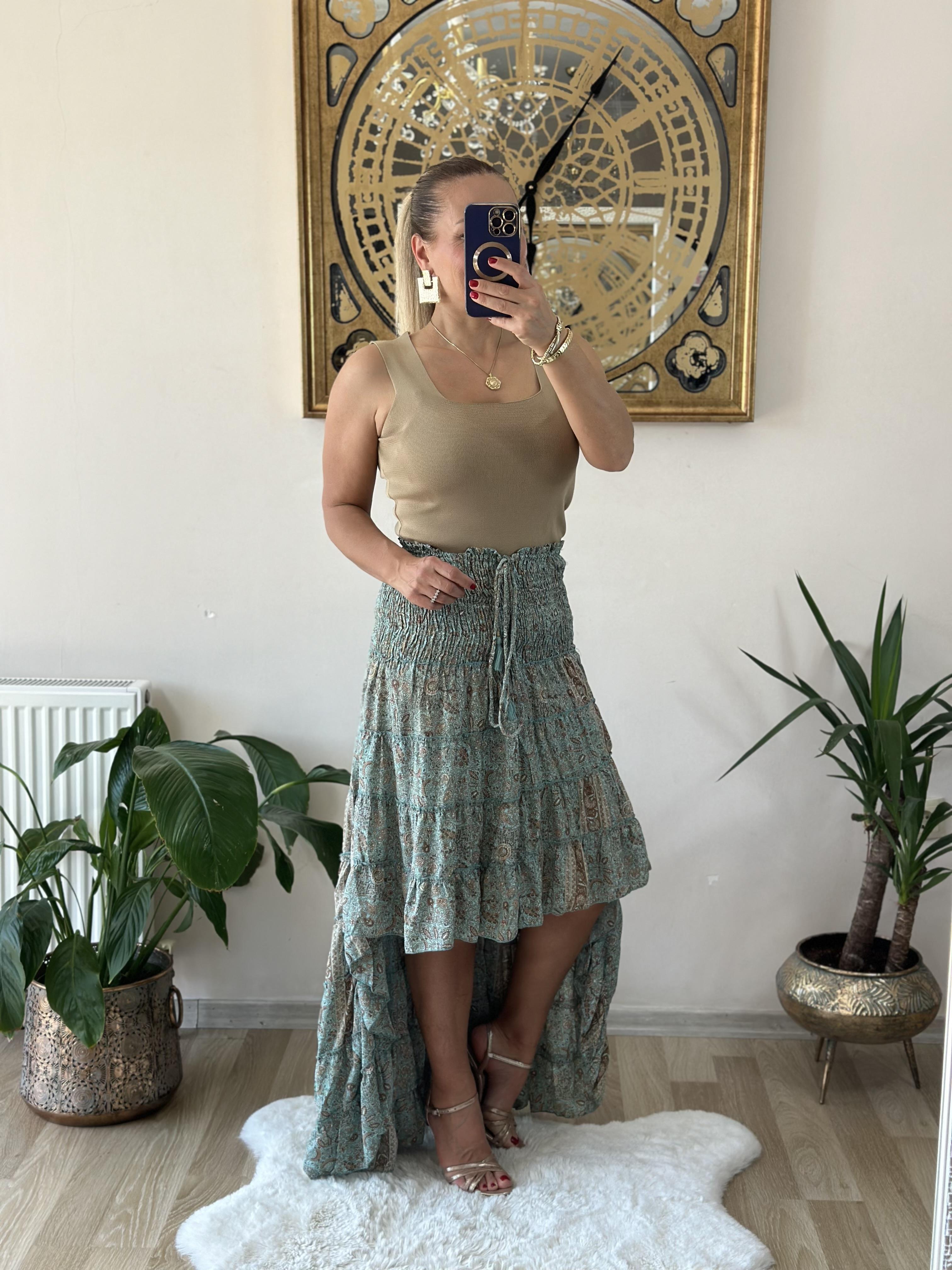 267 Ayna Detaylı Hint Etek / Elbise 