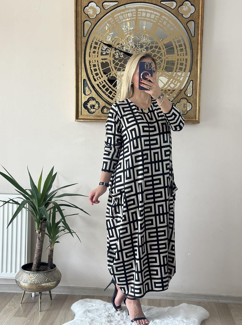 278 Desenli Napoli Elbise