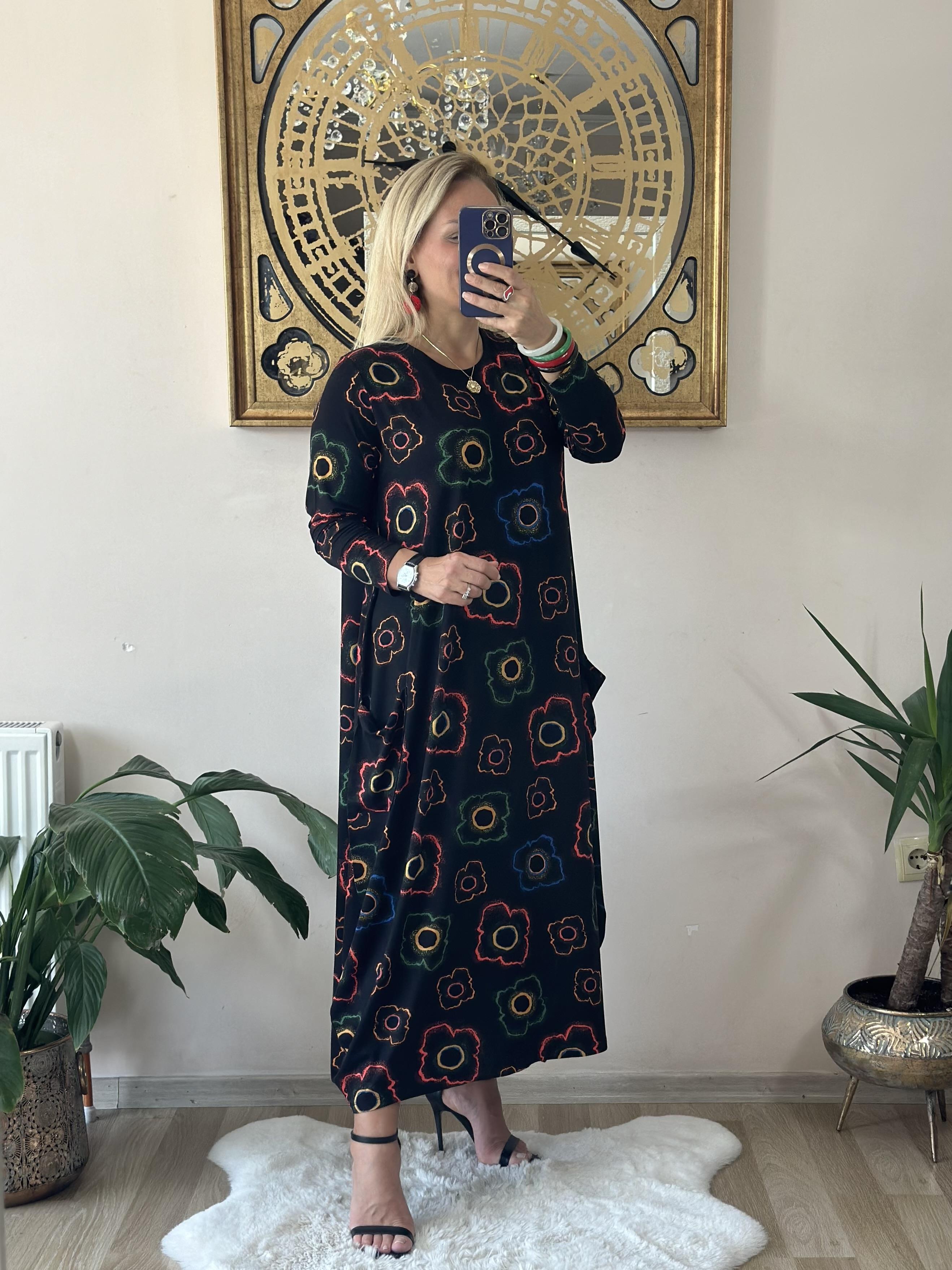 320 Desenli Napoli Elbise