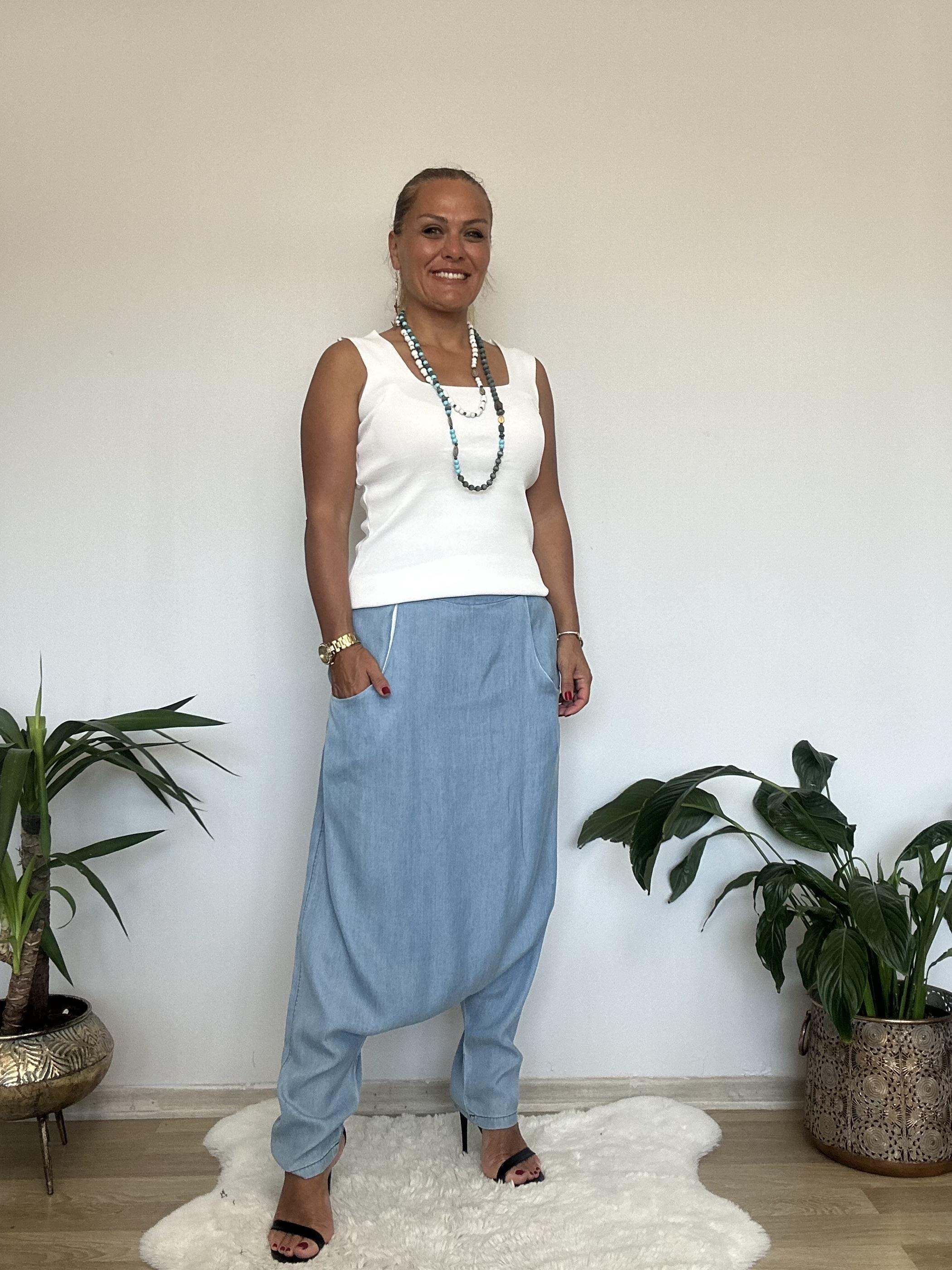 347 Tensel Kumaş Buz Mavi Şalvar