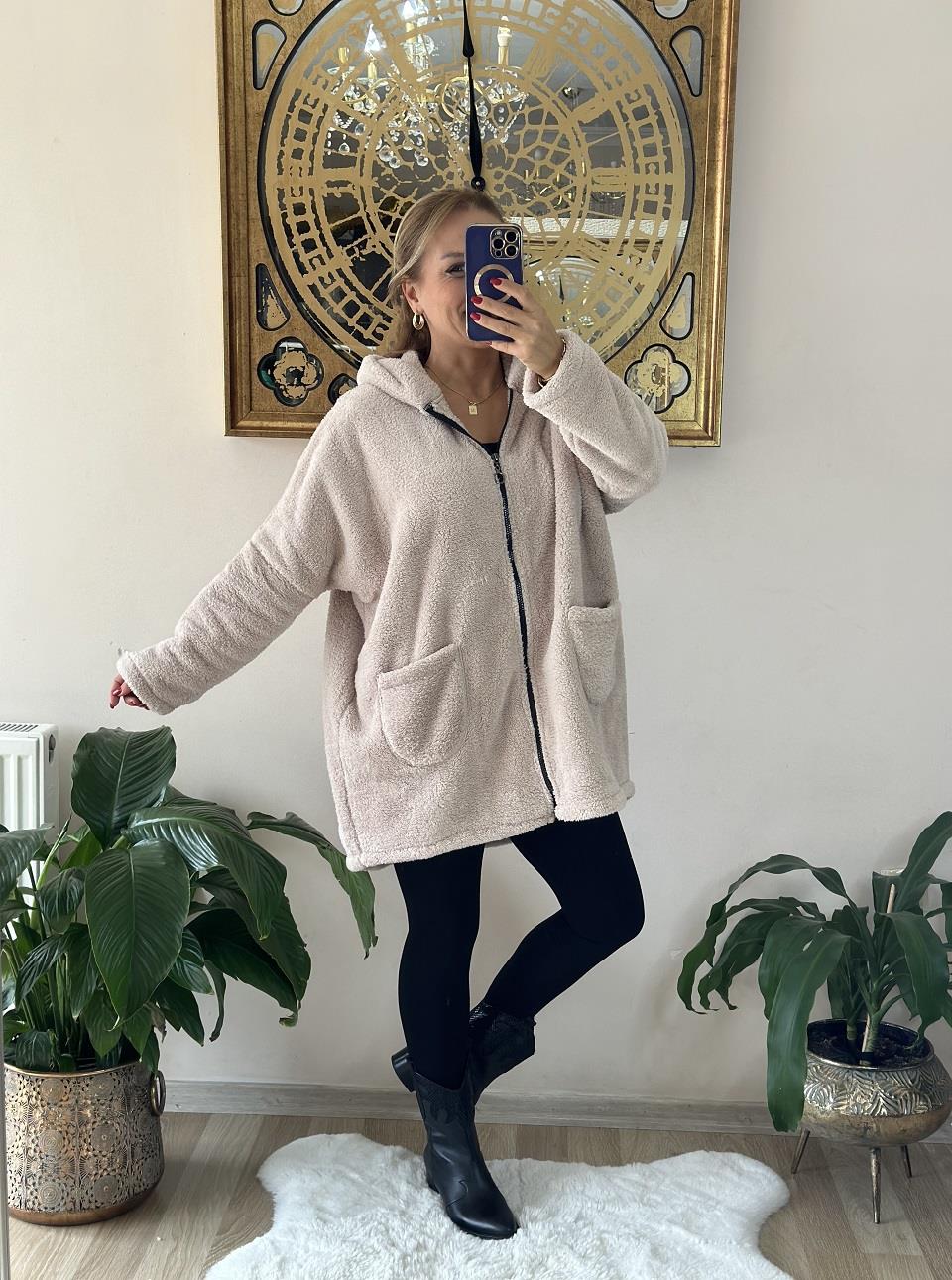 410308 Krem Peluş Pofidik Ceket