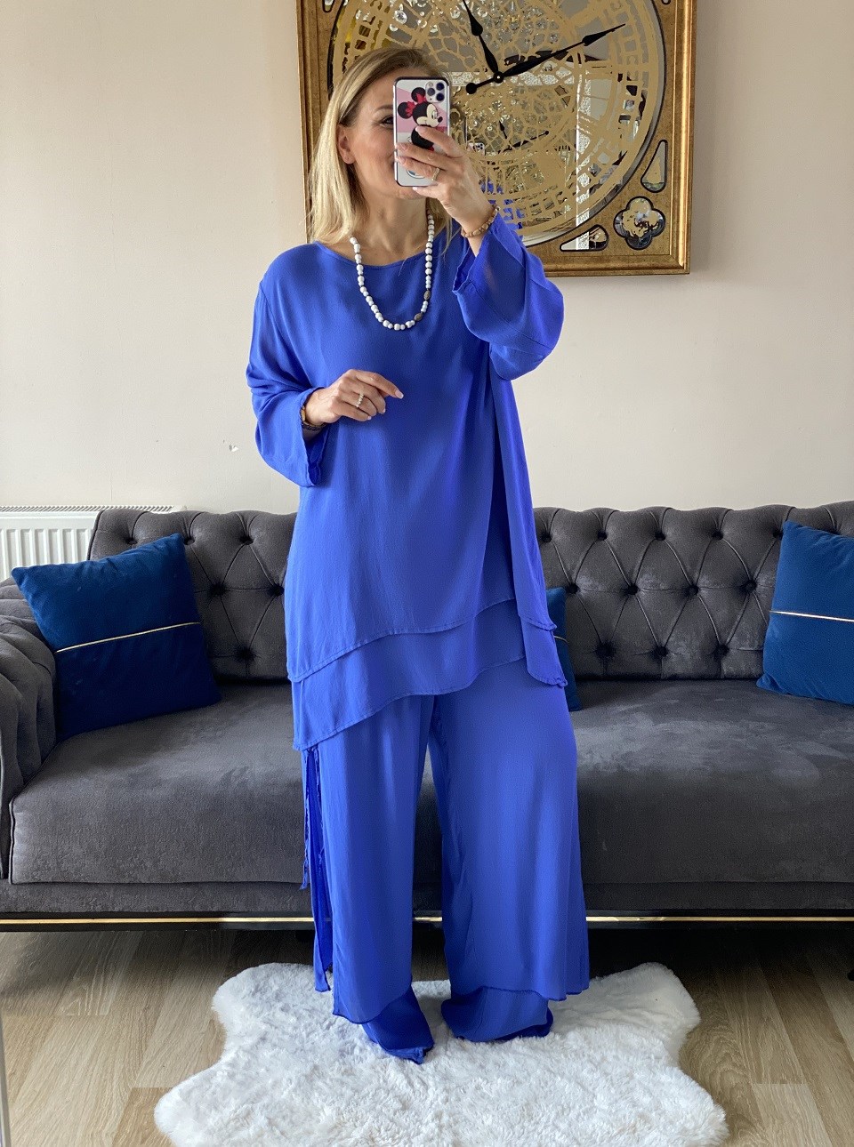 410535 %100 PAMUK KUMAŞ MAVİ PANTALON
