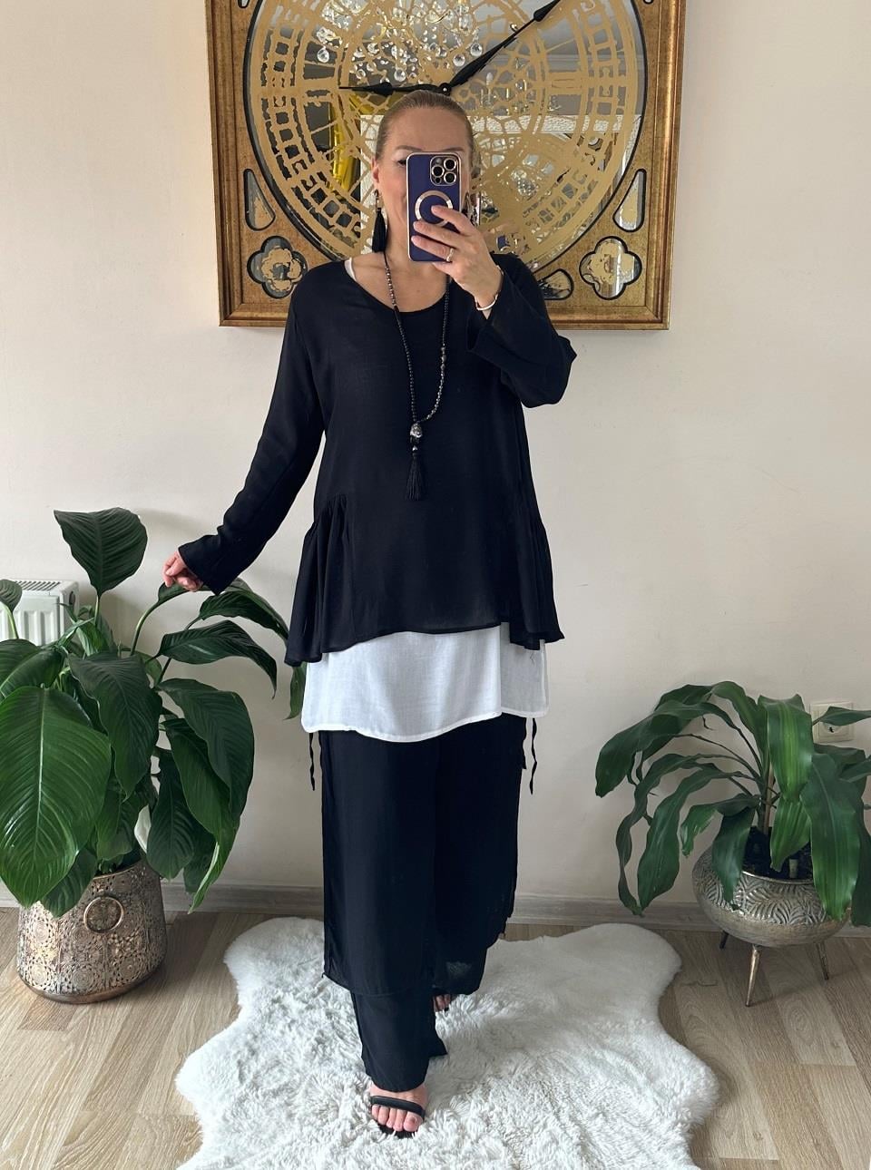 410537 Pamuklu Kumaş Siyah Pantalon