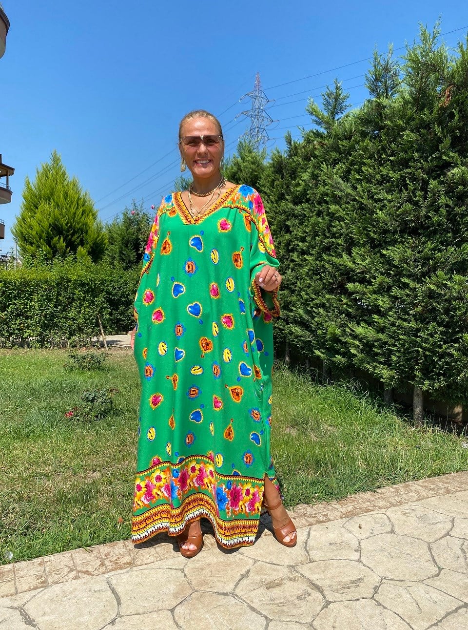 410690 GÜMÜŞLÜK YEŞİL  ELBİSE 