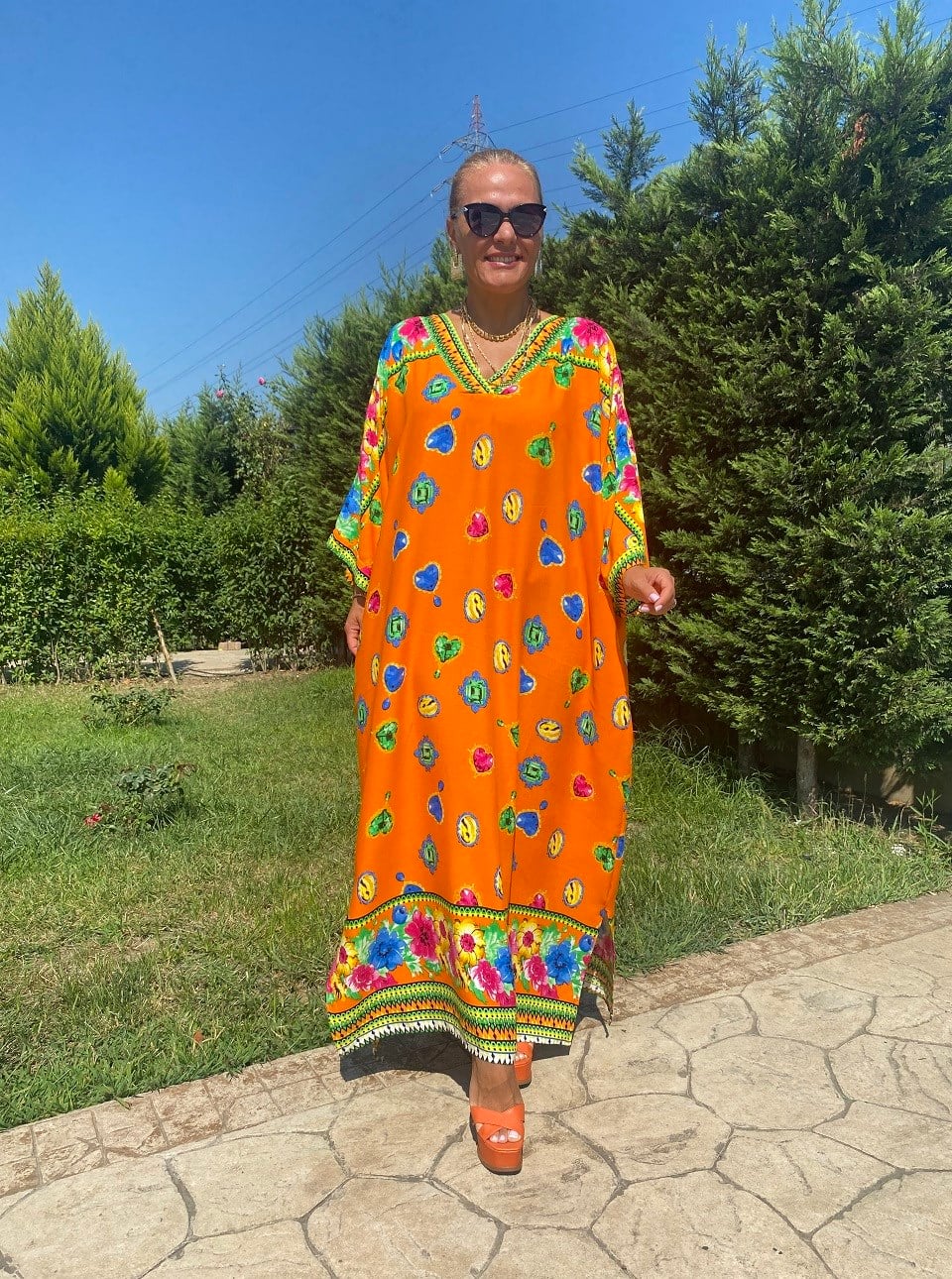 410691 GÜMÜŞLÜK TURUNCU  ELBİSE 