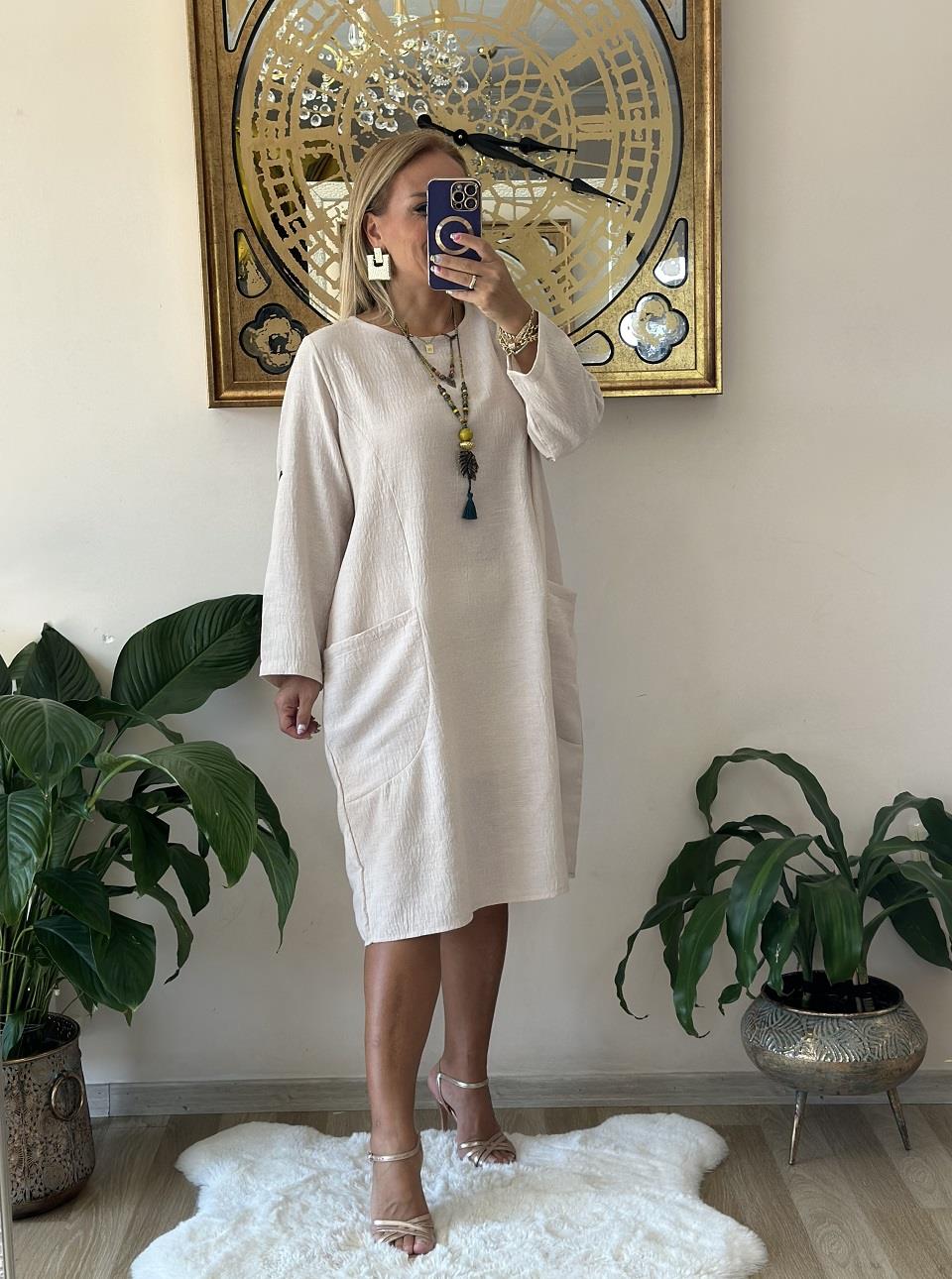 410864 Bitez Elbise Bej