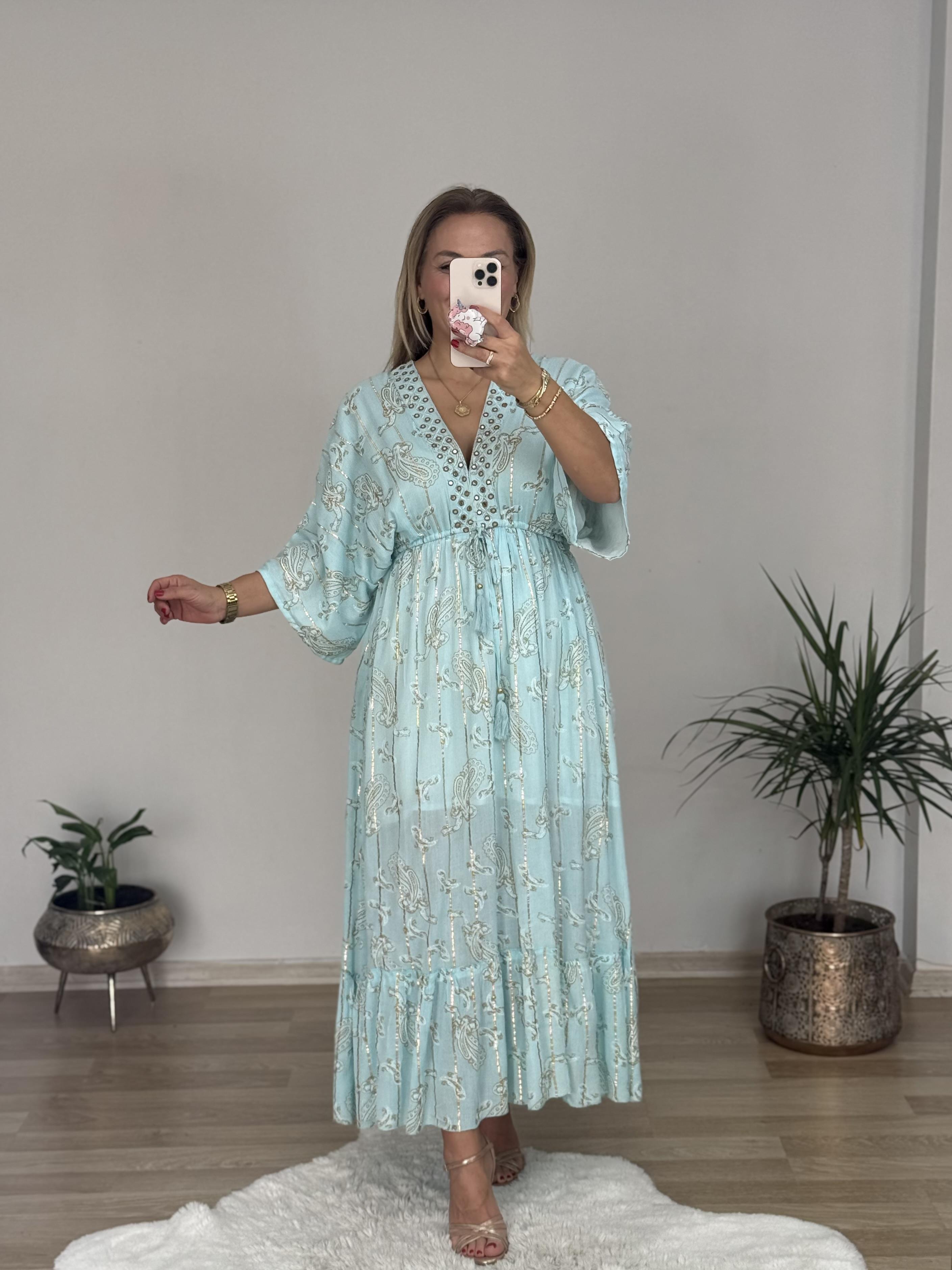 470 Ayna Detaylı İthal Elbise