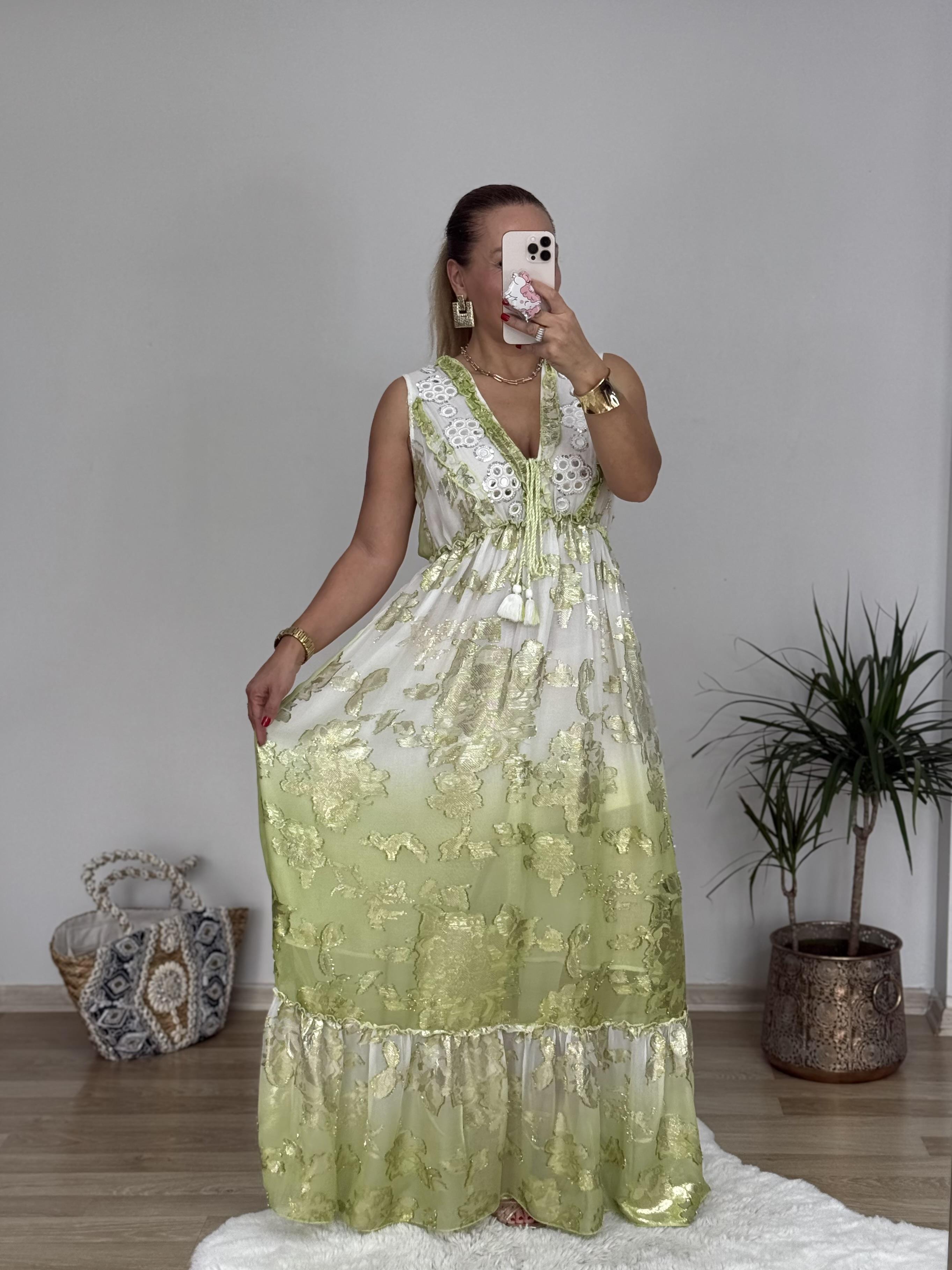 489 Ayna Detaylı İthal Elbise