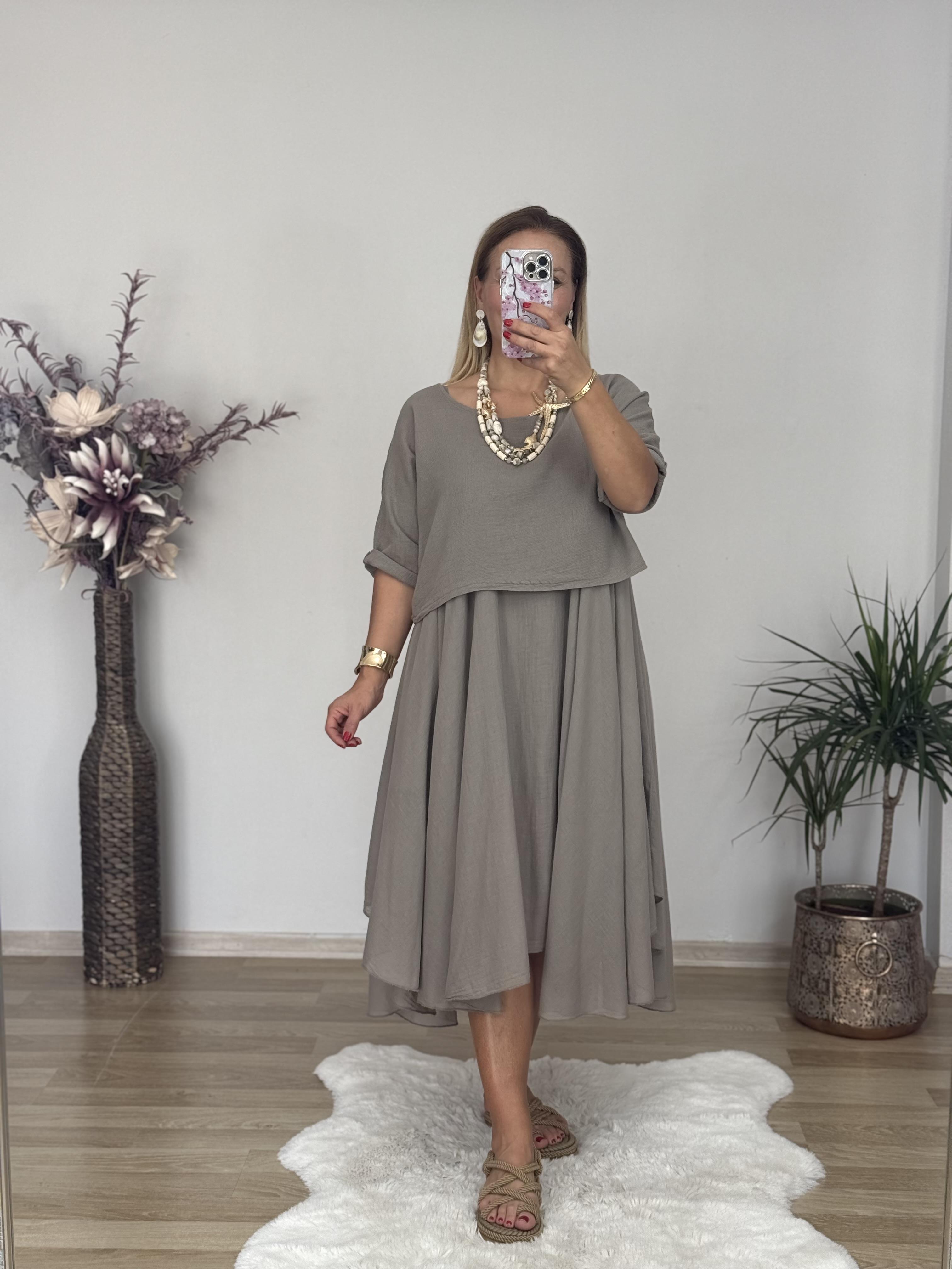 502 2 Parça Bluzlu İtalyan Elbise