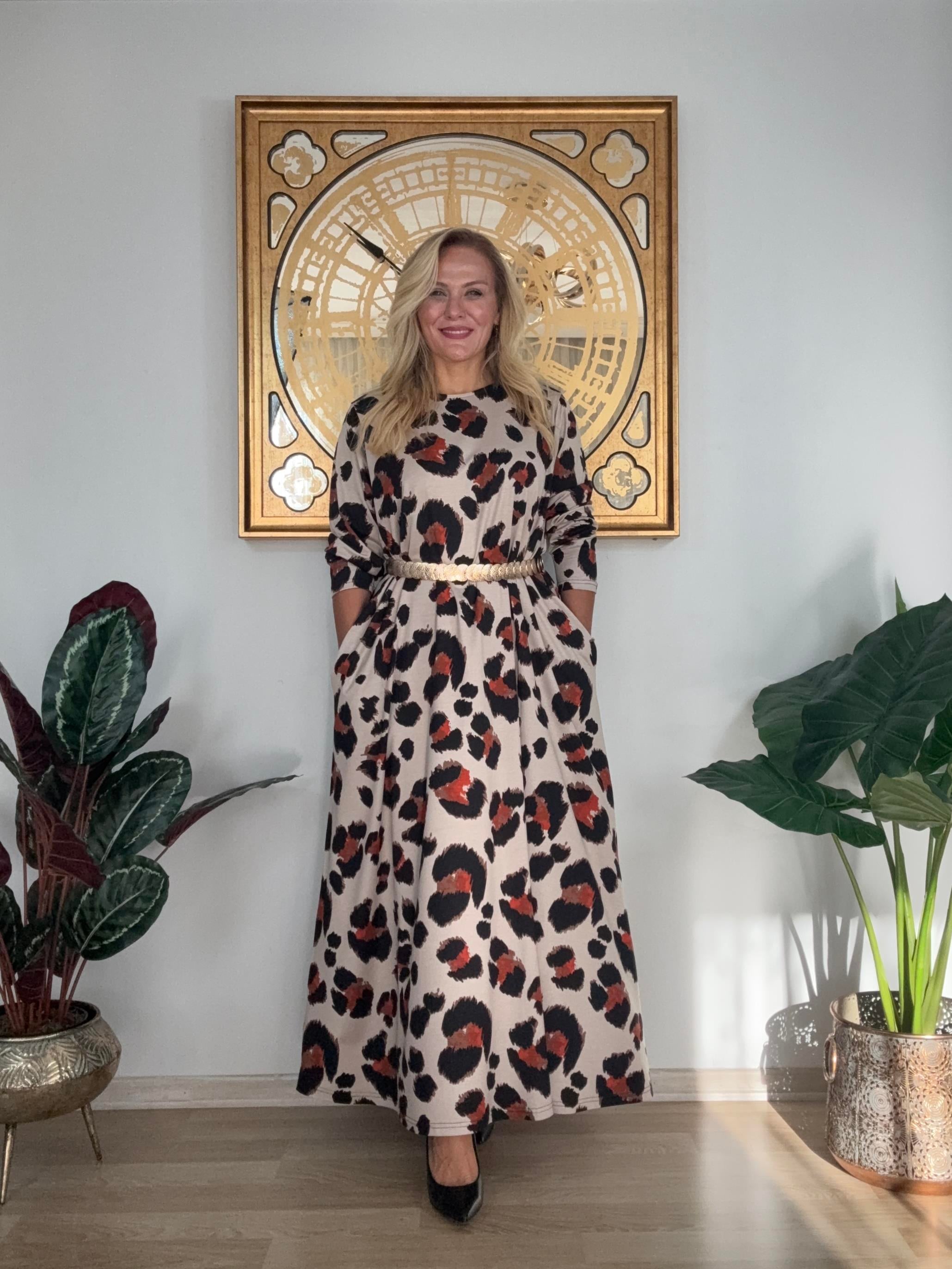 552 Cep Detaylı A Kesim Klasik Elbise