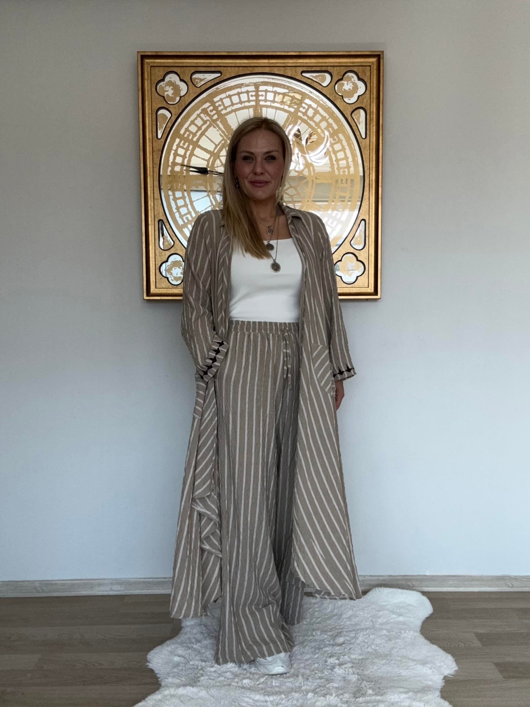 617 İtalyan  Model Gofre Kumaş 2'li Takım