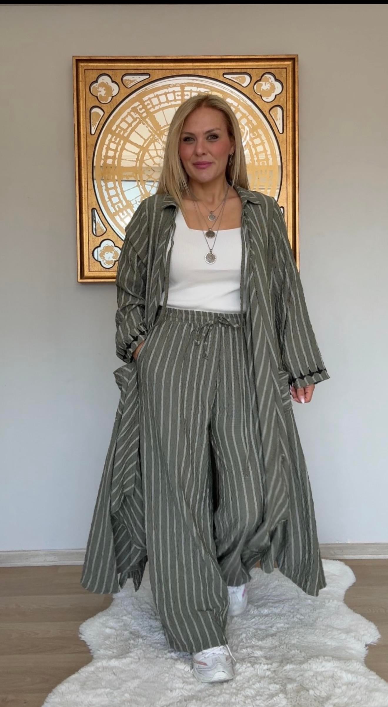 618 İtalyan  Model Gofre Kumaş 2'li Takım