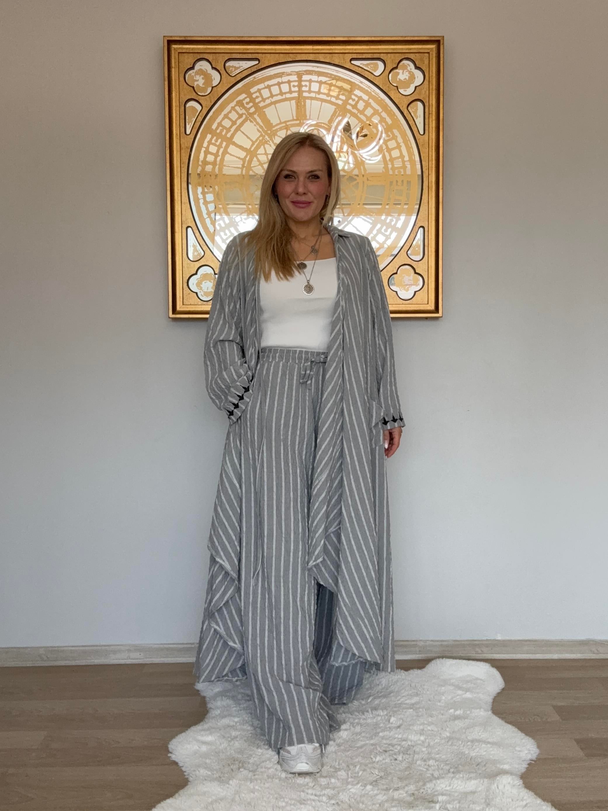 619 İtalyan  Model Gofre Kumaş 2'li Takım