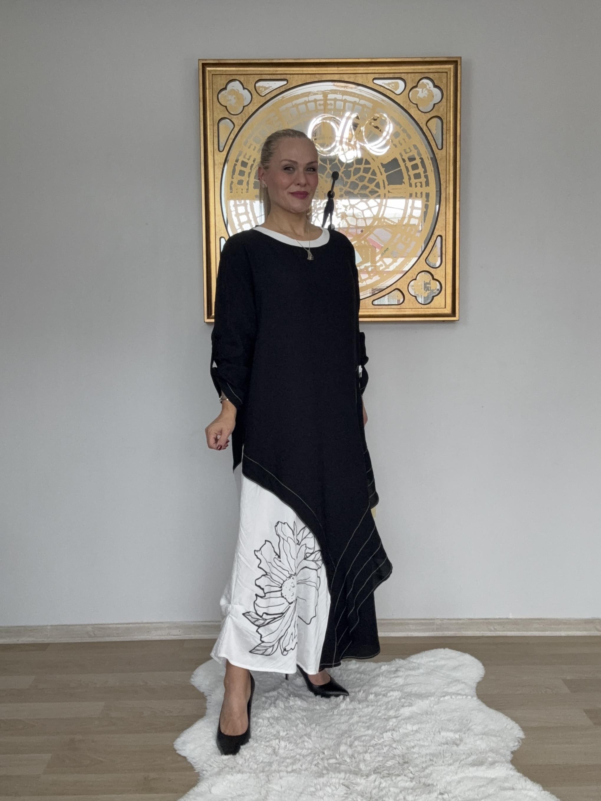 634 Tasarım Siyah Beyaz Elbise