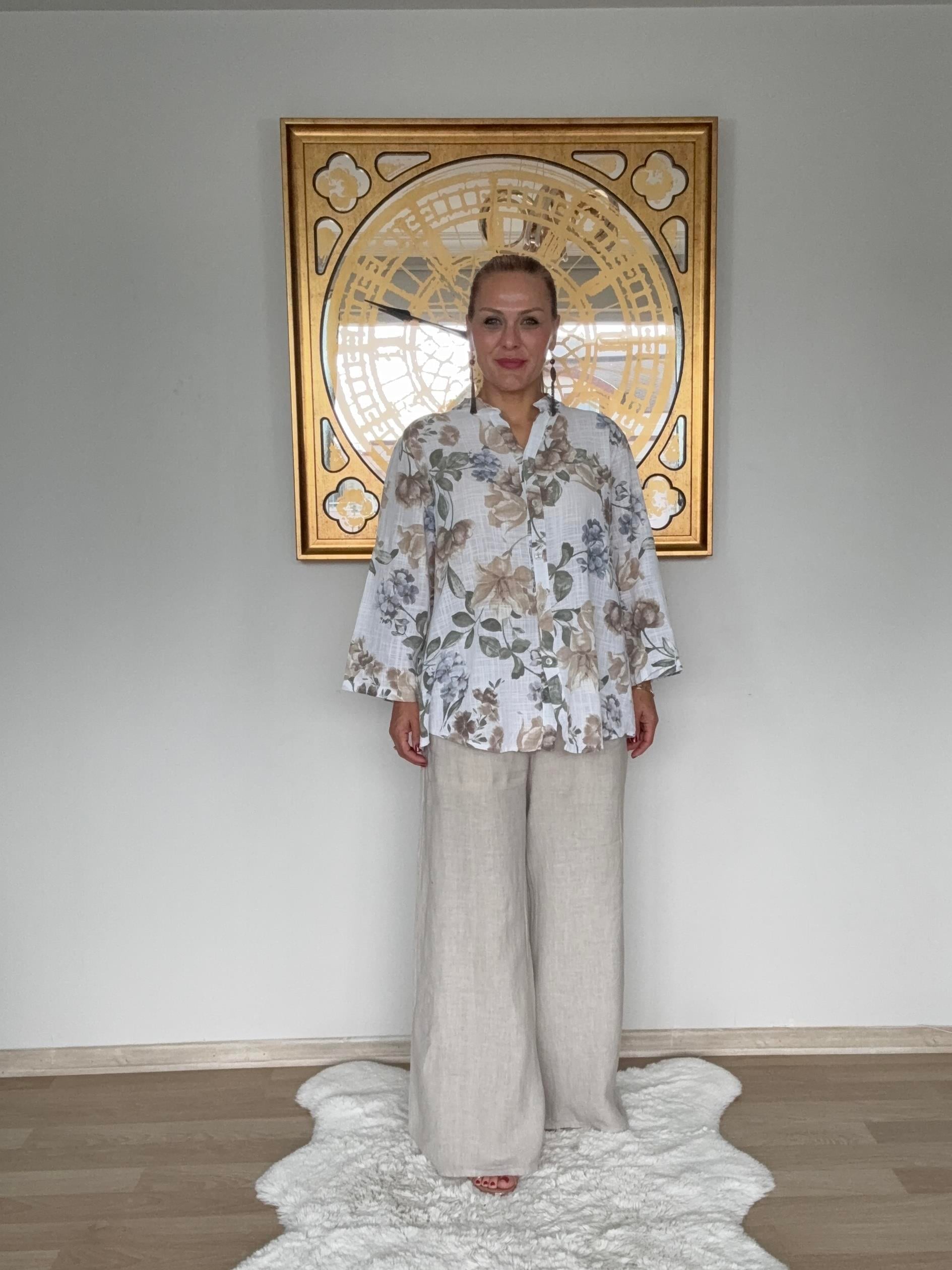 683 Begonya Desen 5 Düğme Gömlek