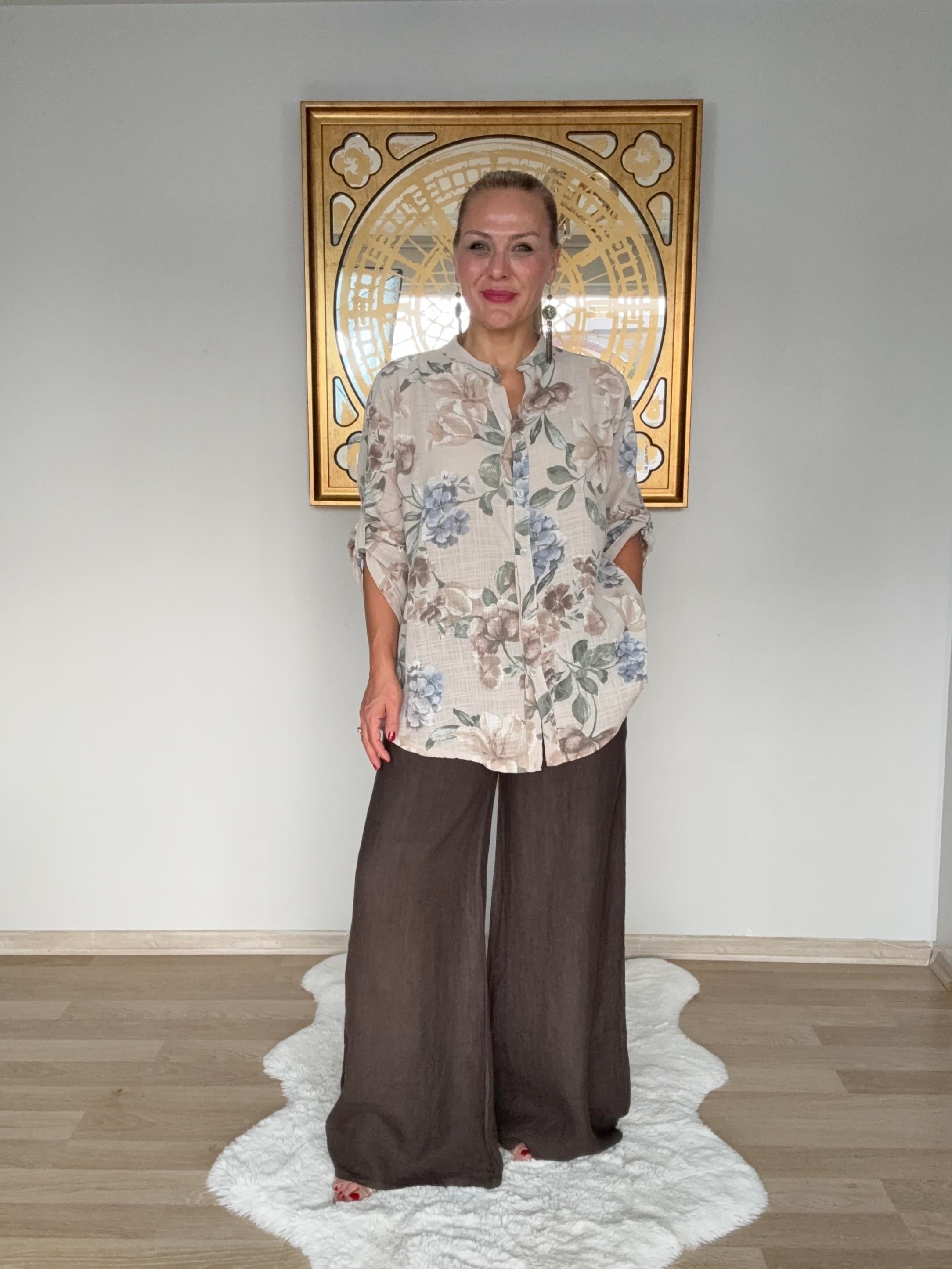 684 Begonya Desen 5 Düğme Gömlek