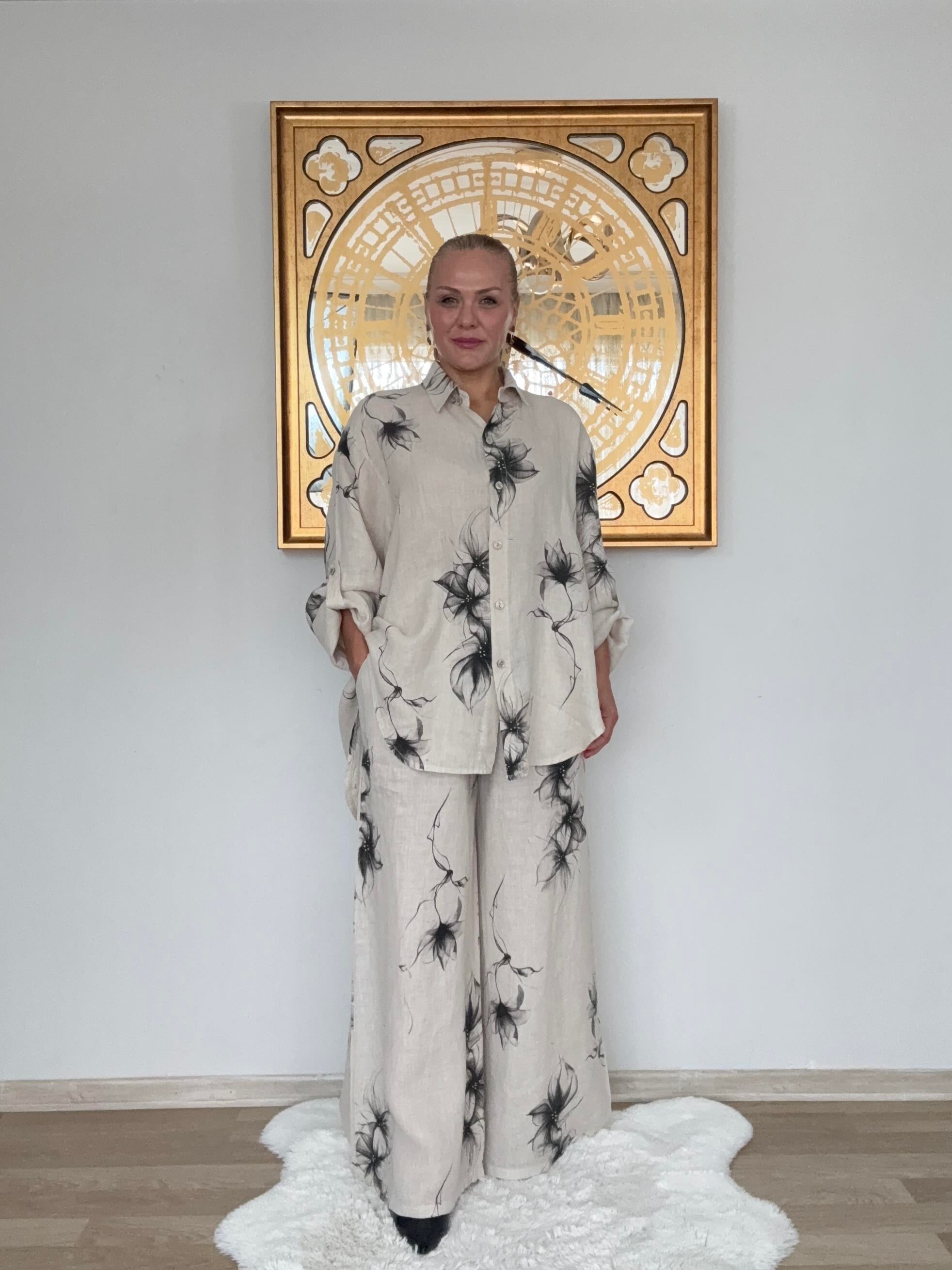 697 Manolya Desen İtalyan Keten Takım
