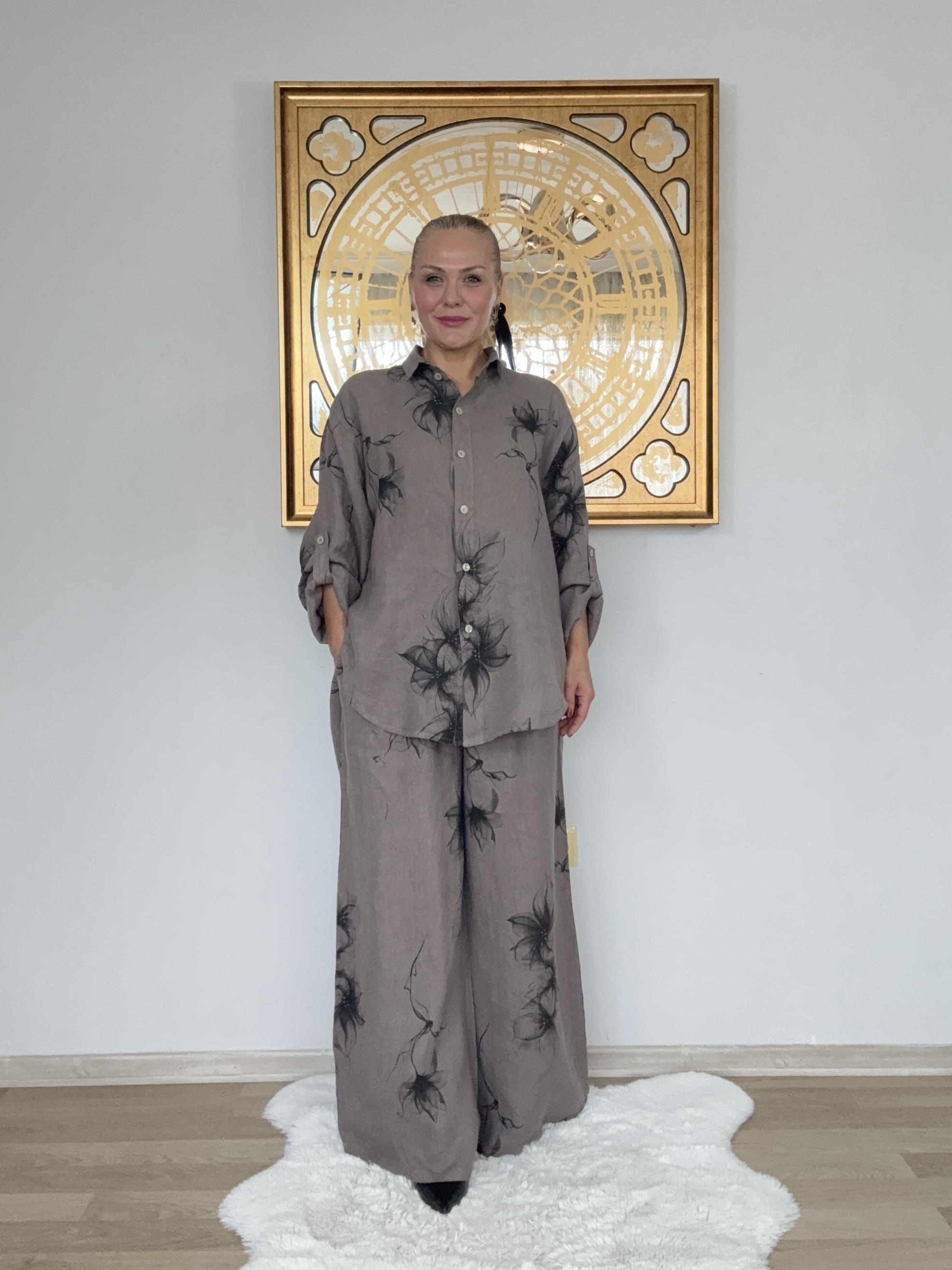 698 Manolya Desen İtalyan Keten Takım