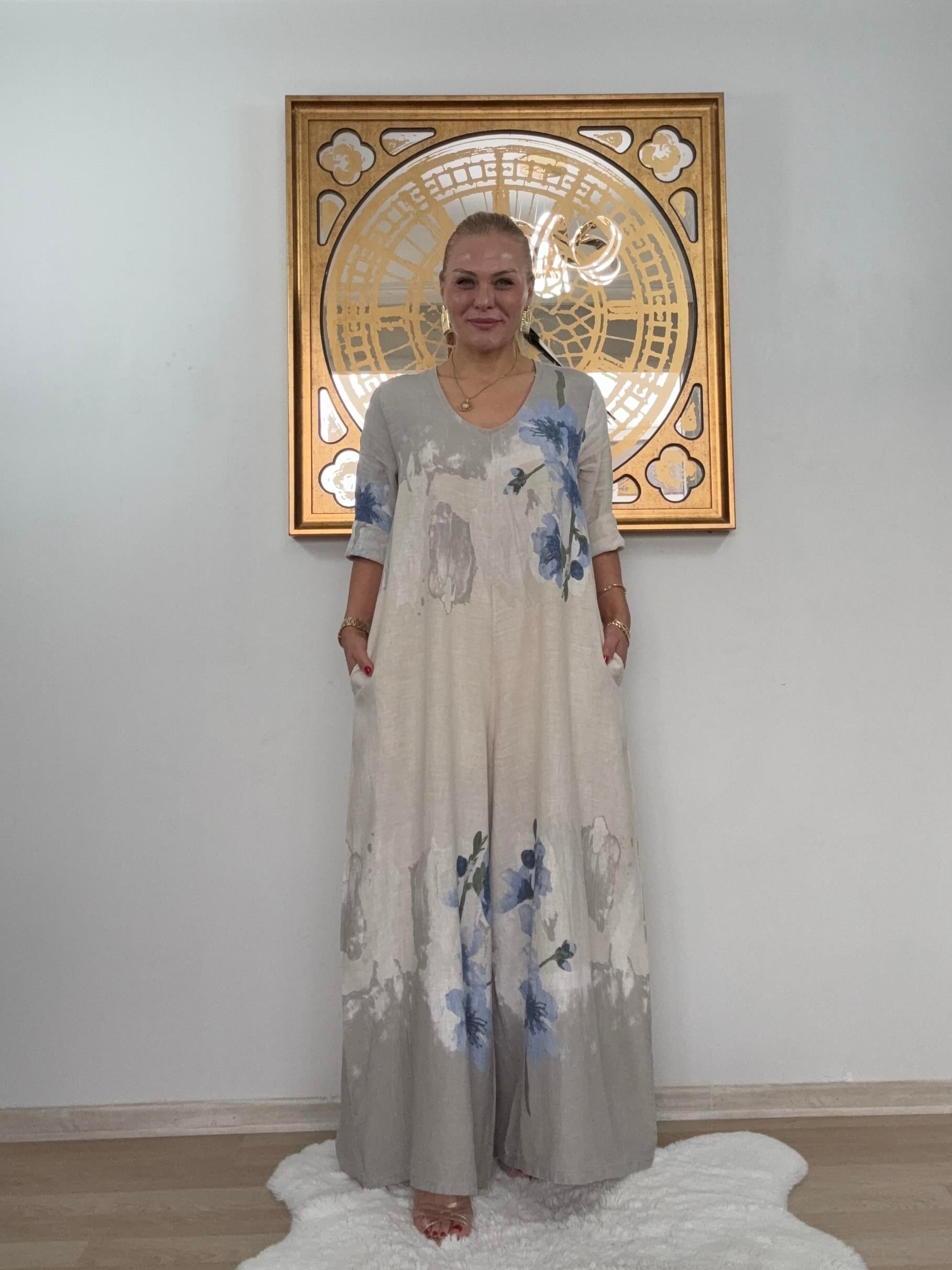 719 İtalyan Keten Kumaş Tulum