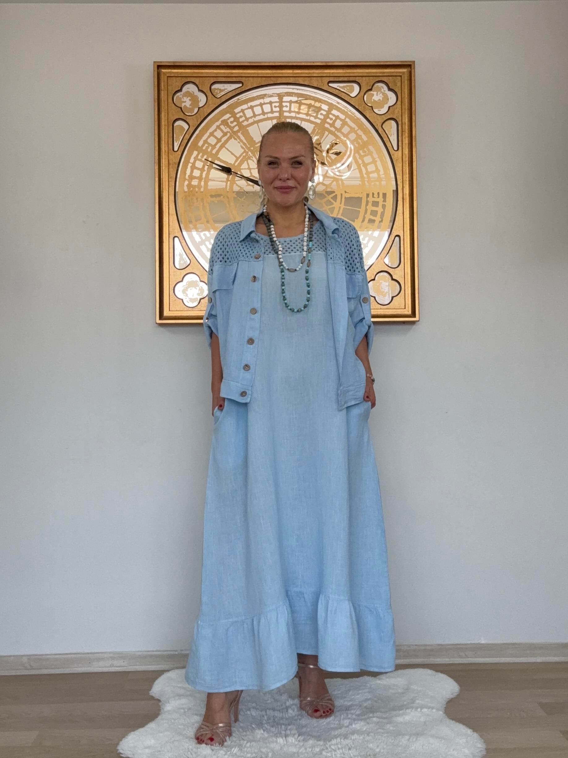 731 Omuzları File Detaylı Elbise Ceket İtalyan Takım 