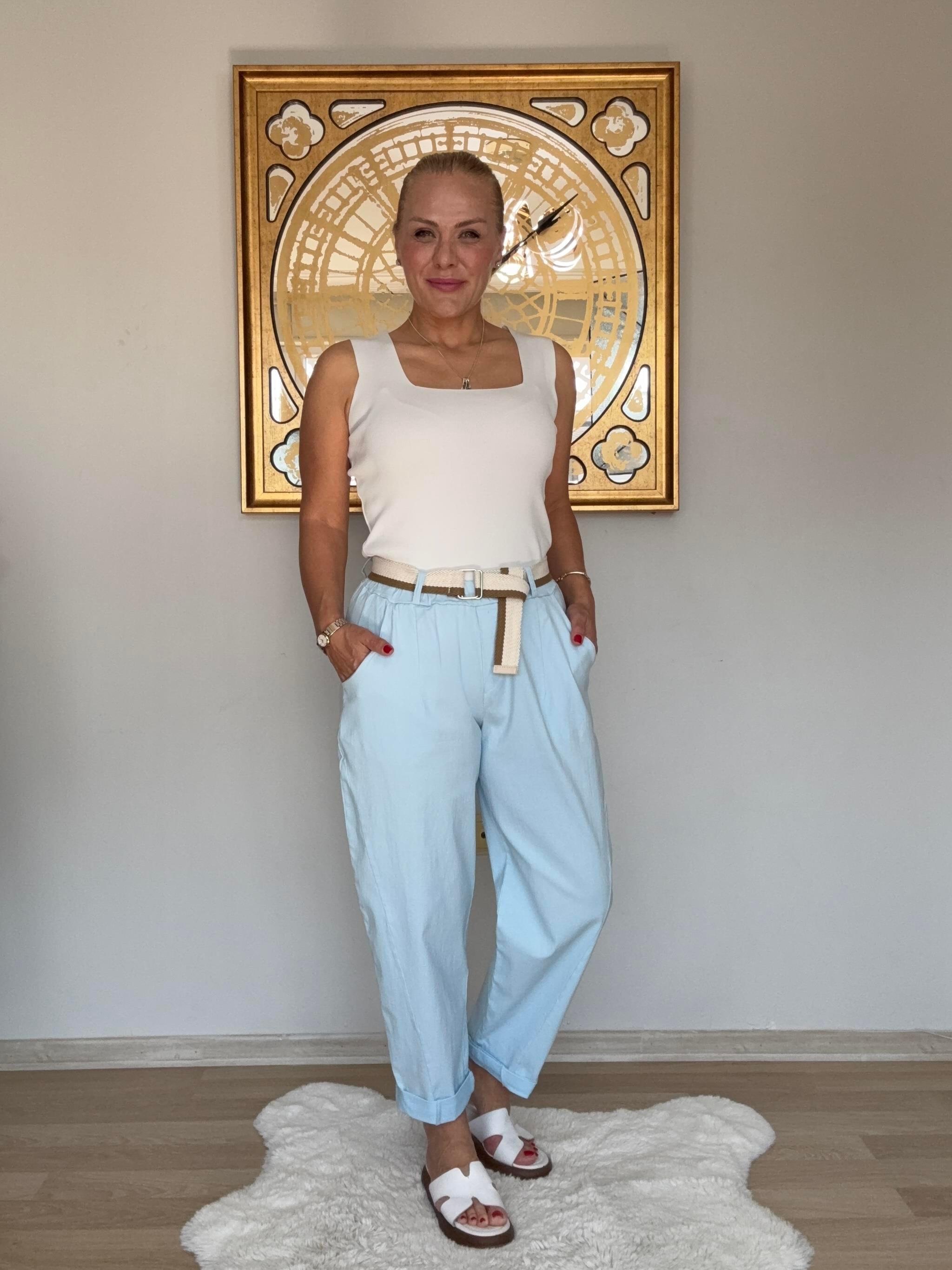 742 Gabardin Kumaş Kemerli İtalyan Pantalon