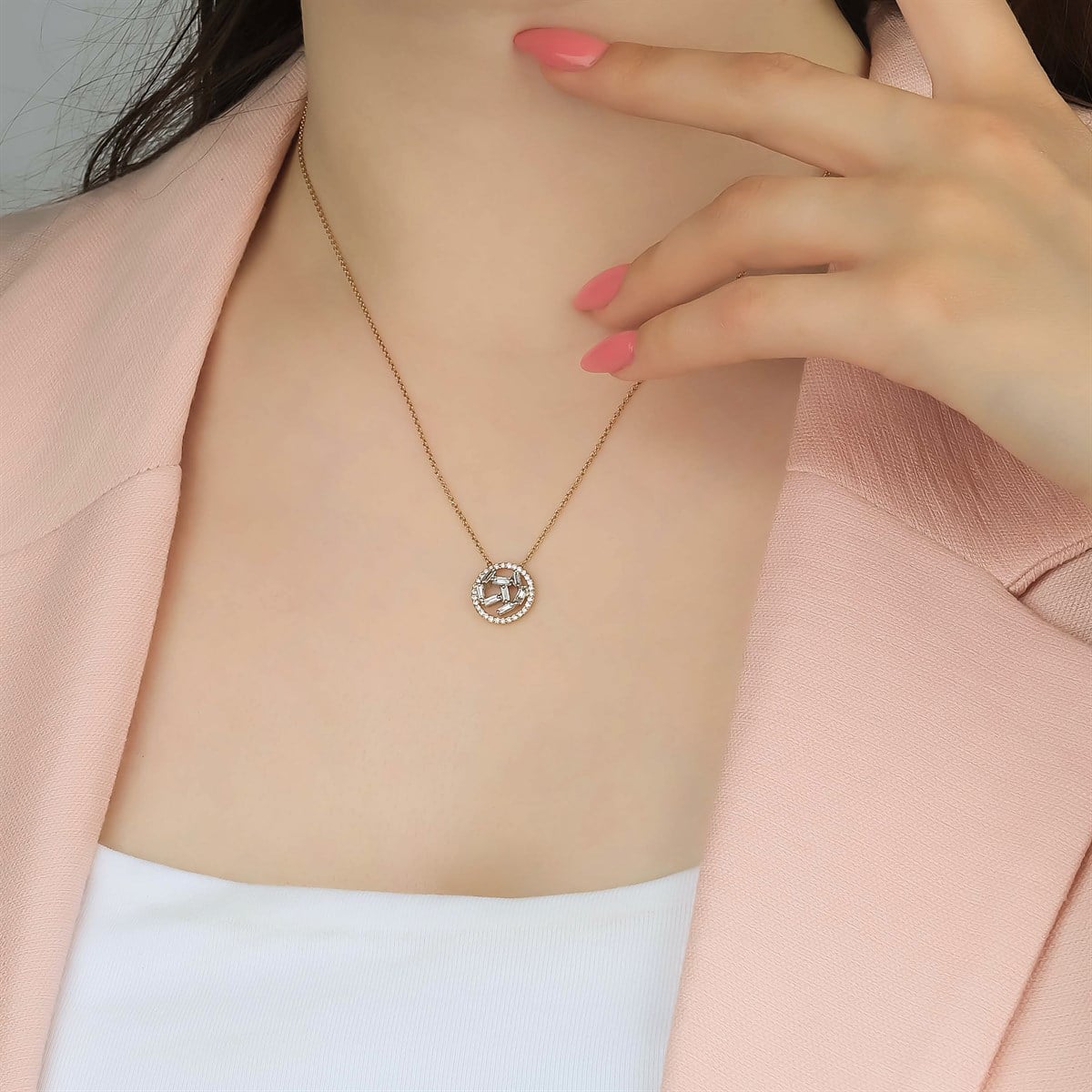 Pırlanta Baget KolyeYaza Merhaba KolyeBAGET KOLYE