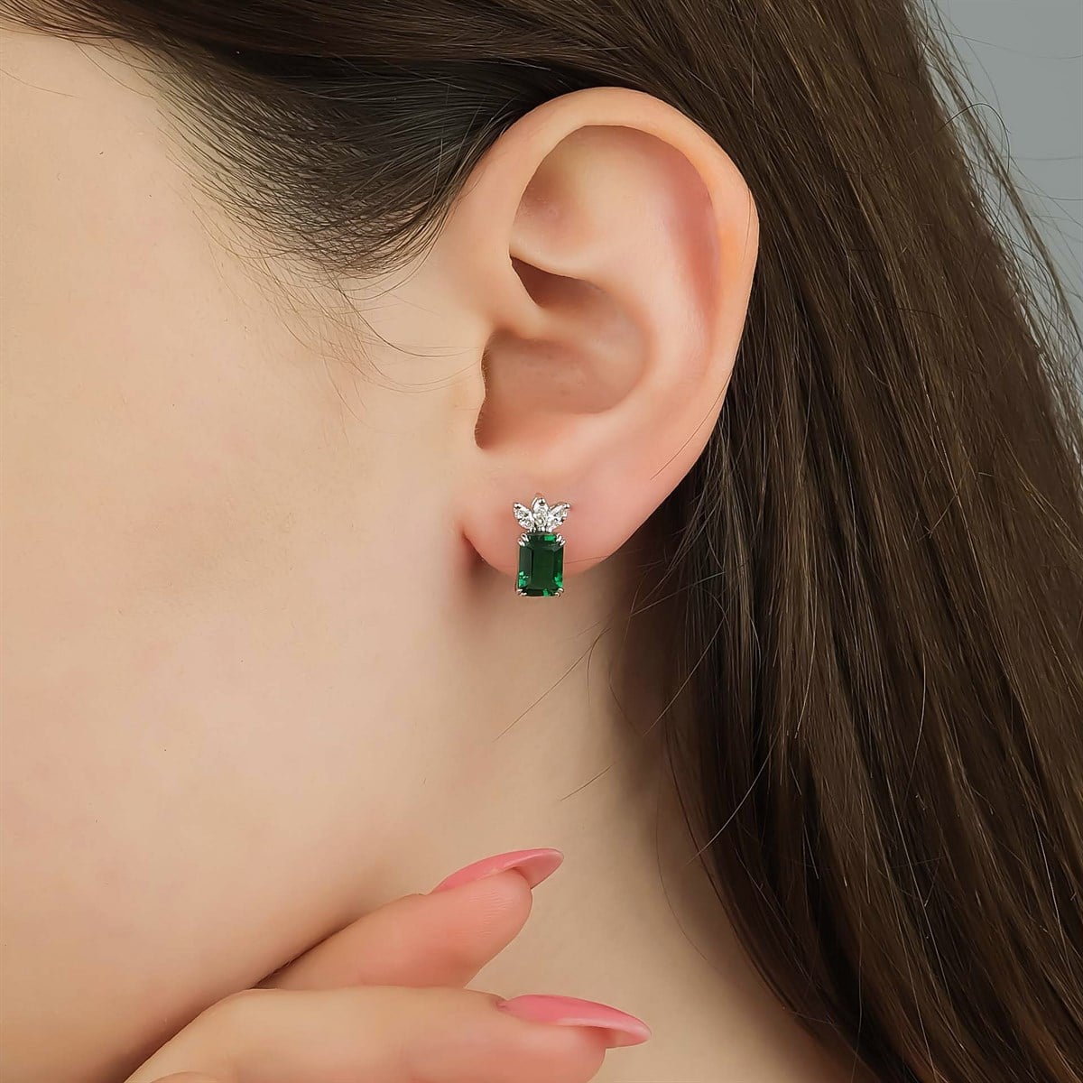 Pırlanta Küpe Markiz TaşYaza Merhaba KüpeEMERALD KÜPE