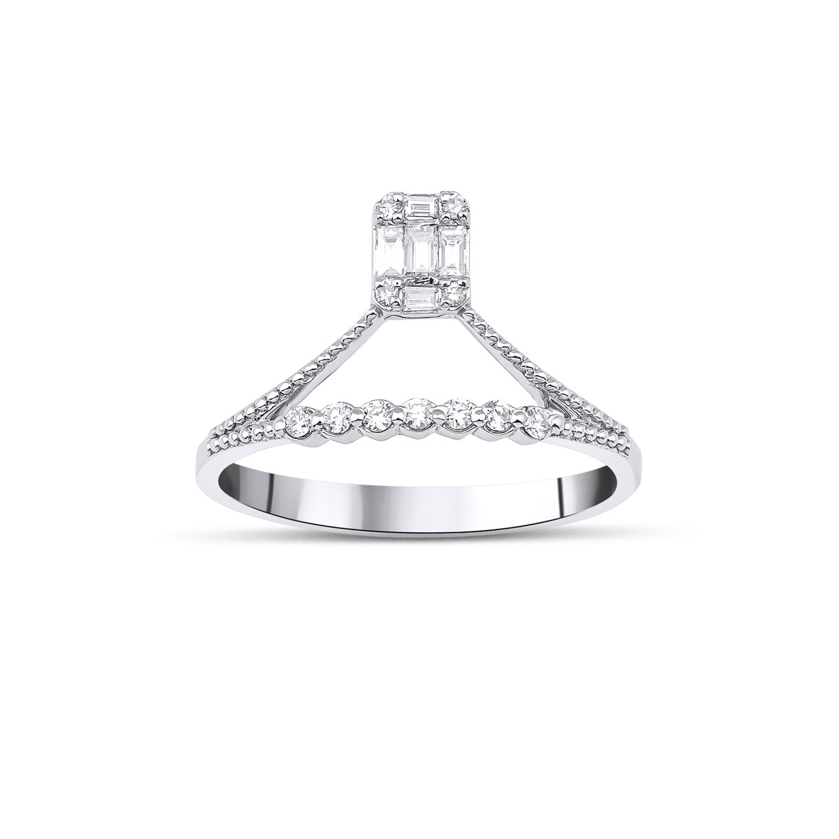 Pırlanta Baget YüzükMoonlight YüzükBAGET TAÇ YÜZÜK