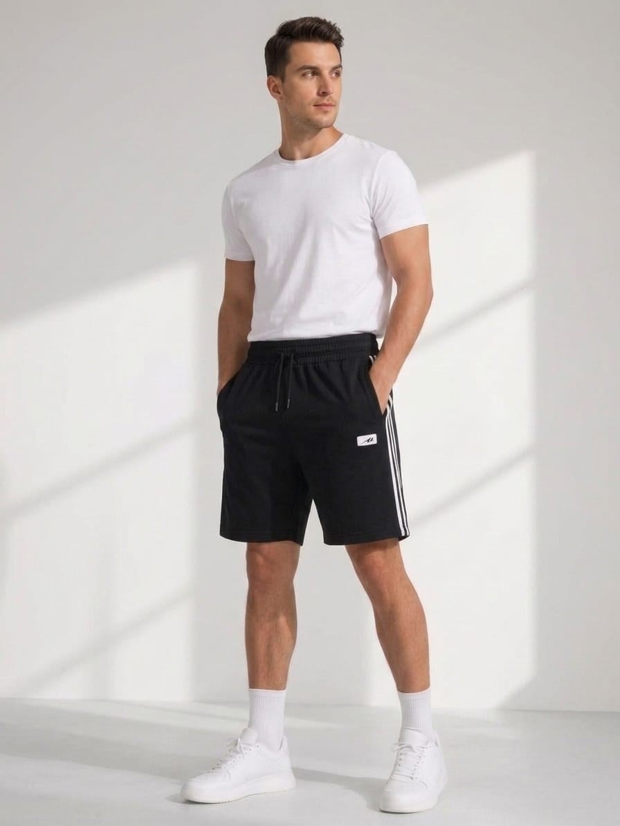 My Sport Erkek Relax Fit Rahat Kesim Pamuklu  Beli Bağcıklı  Fermuarlı Cep Yan Şeritli  Şort