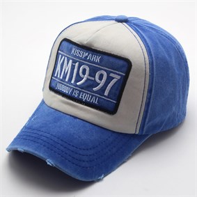 KM19-97 YAZILI FİLELİ  YIKAMALI KOT KALİTELİ ŞAPKA km001