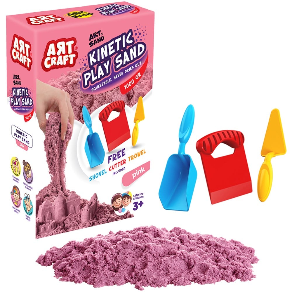 Aksesuarlı Pembe Kinetik Oyun Kumu 1000 gr 03693
