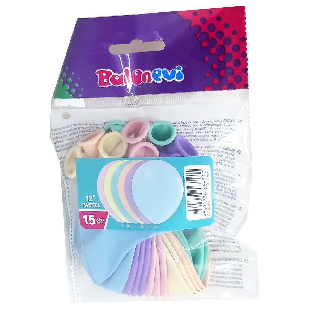 Balonevi Oyuncak 12 Karışık Makaron Balon 15'Li