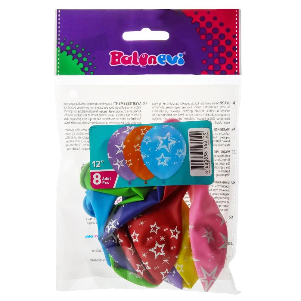 Balonevi Oyuncak Çepeçevre Yıldız Baskılı Balonlar 8 Li
