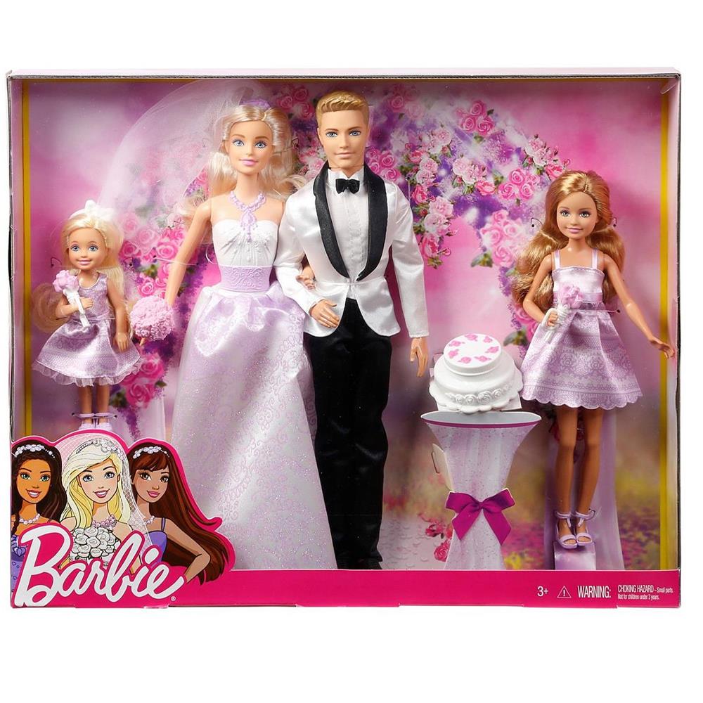 Barbie Damat Ken ve Nedime Chelsea Bebekler Barbie ve Ken Evleniyor Oyun Seti DJR88