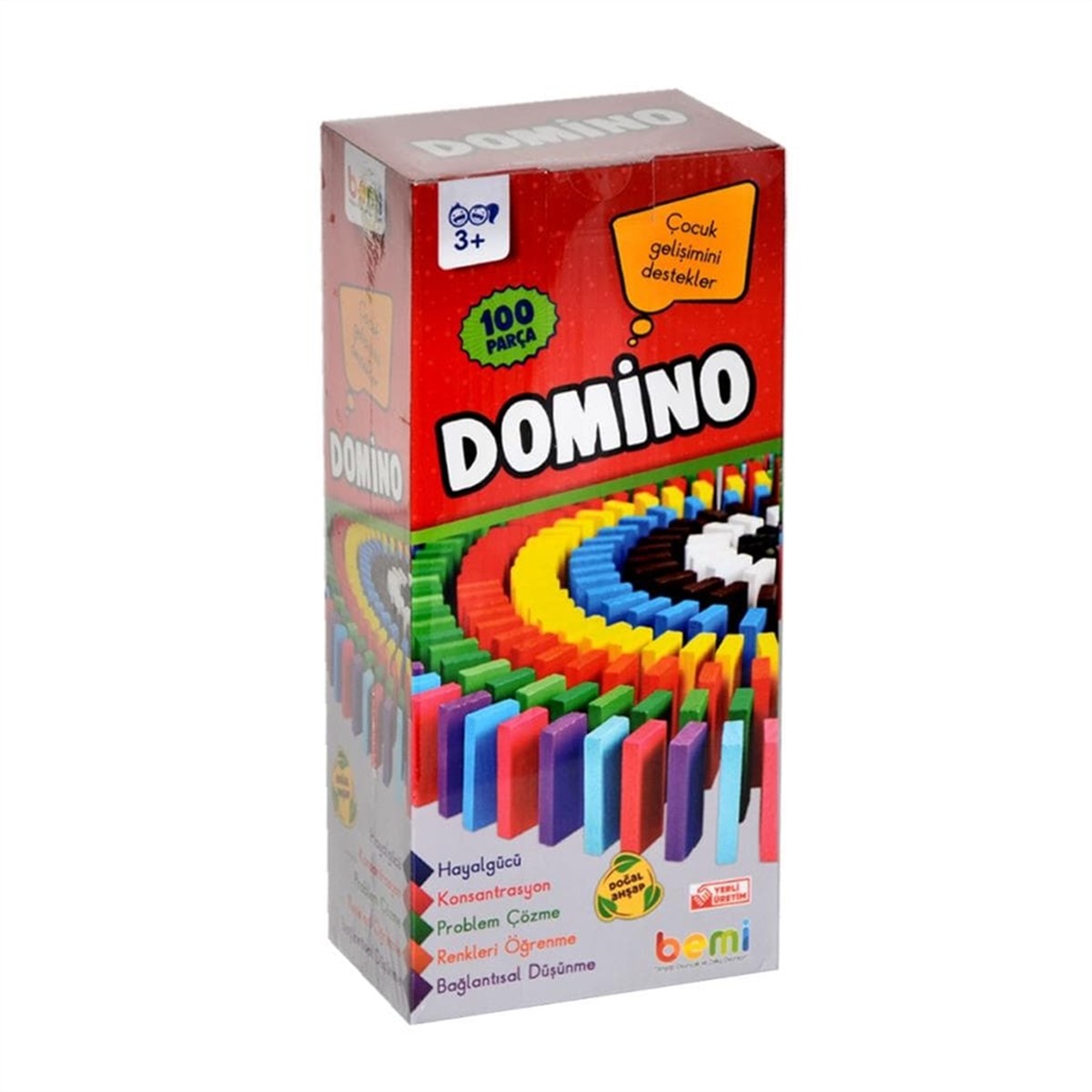 Bemi Oyuncak Doğal Ahşap Domino 100 Parça