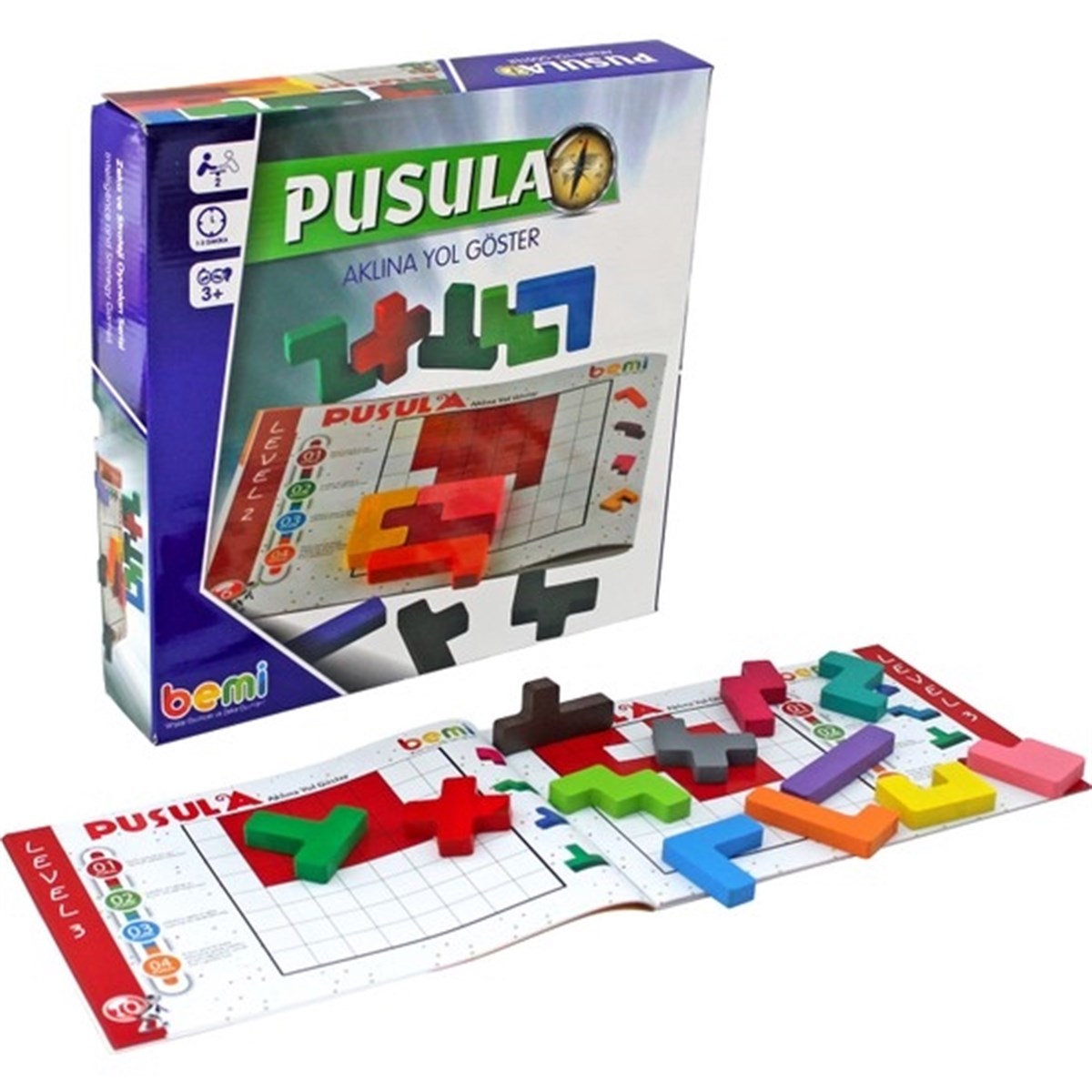 Bemi Oyunları Pusula Ahşap Bloklar - Kitapçıklı