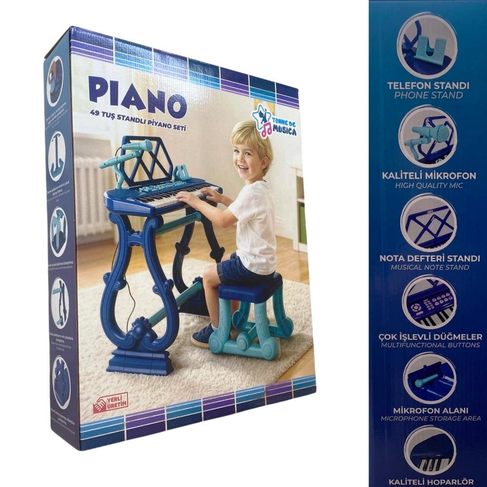 Birlik Oyuncak Ayaklı Lacivert Renkli 49 Tuşlu Piano Org