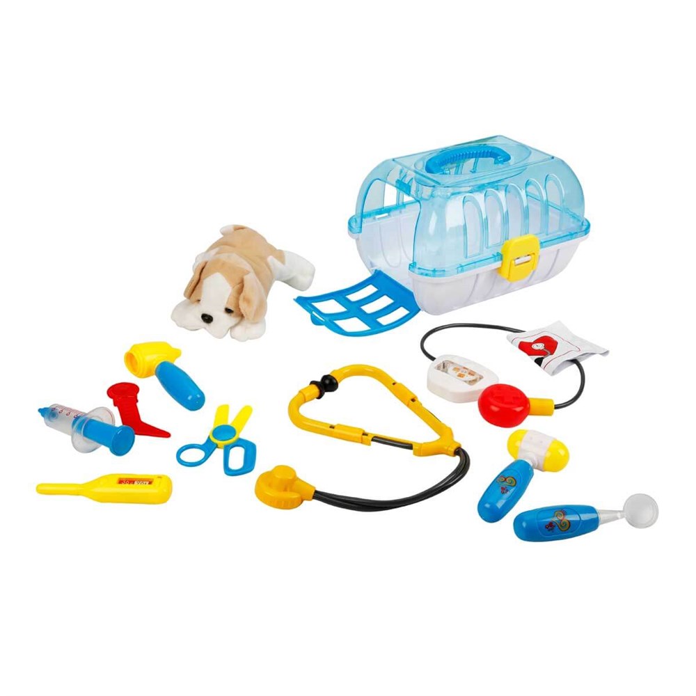 Çantalı Peluş Köpek Veteriner Seti 11 Parça 02248