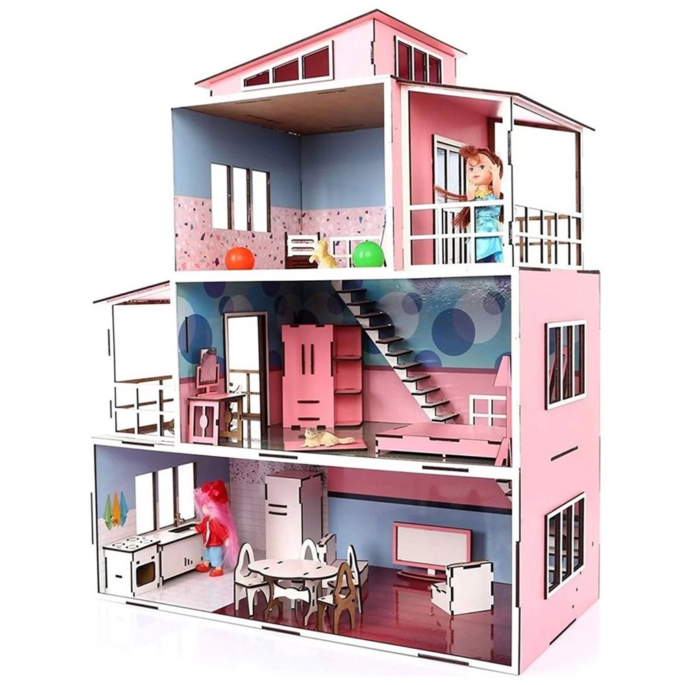CC Oyuncak Memo Ahşap Bebek Evi Aksesuarlı CCY00196